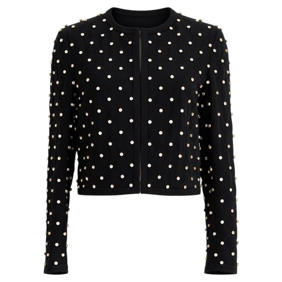 Moschino Couture S/S 2015 Barbie Crystal Embellished Rhinestone Black Jacket For Sale