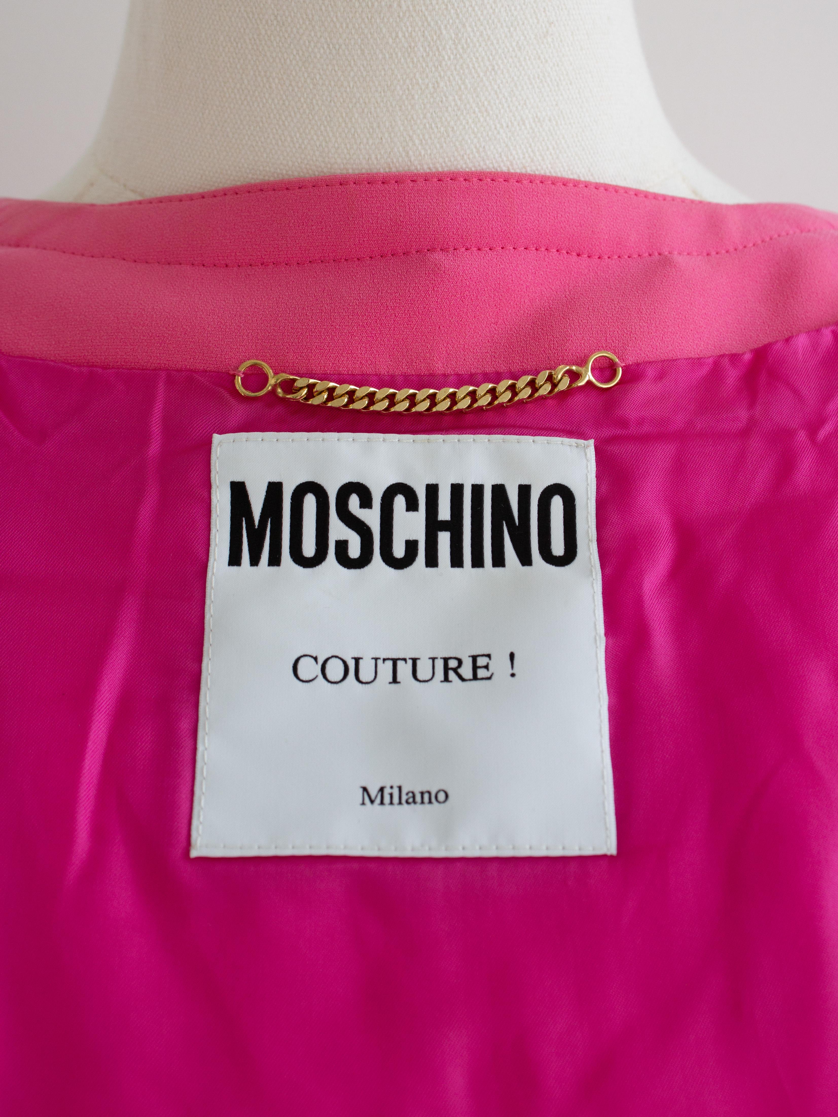 Moschino Couture F/S 2015 Barbie Rosa Jacke mit Kristallverzierung und Strasssteinen in Rosa im Angebot 6