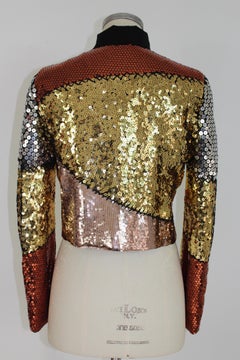 Moschino Couture Sequins Silk Gold Silver Bolero Jackets 2000s