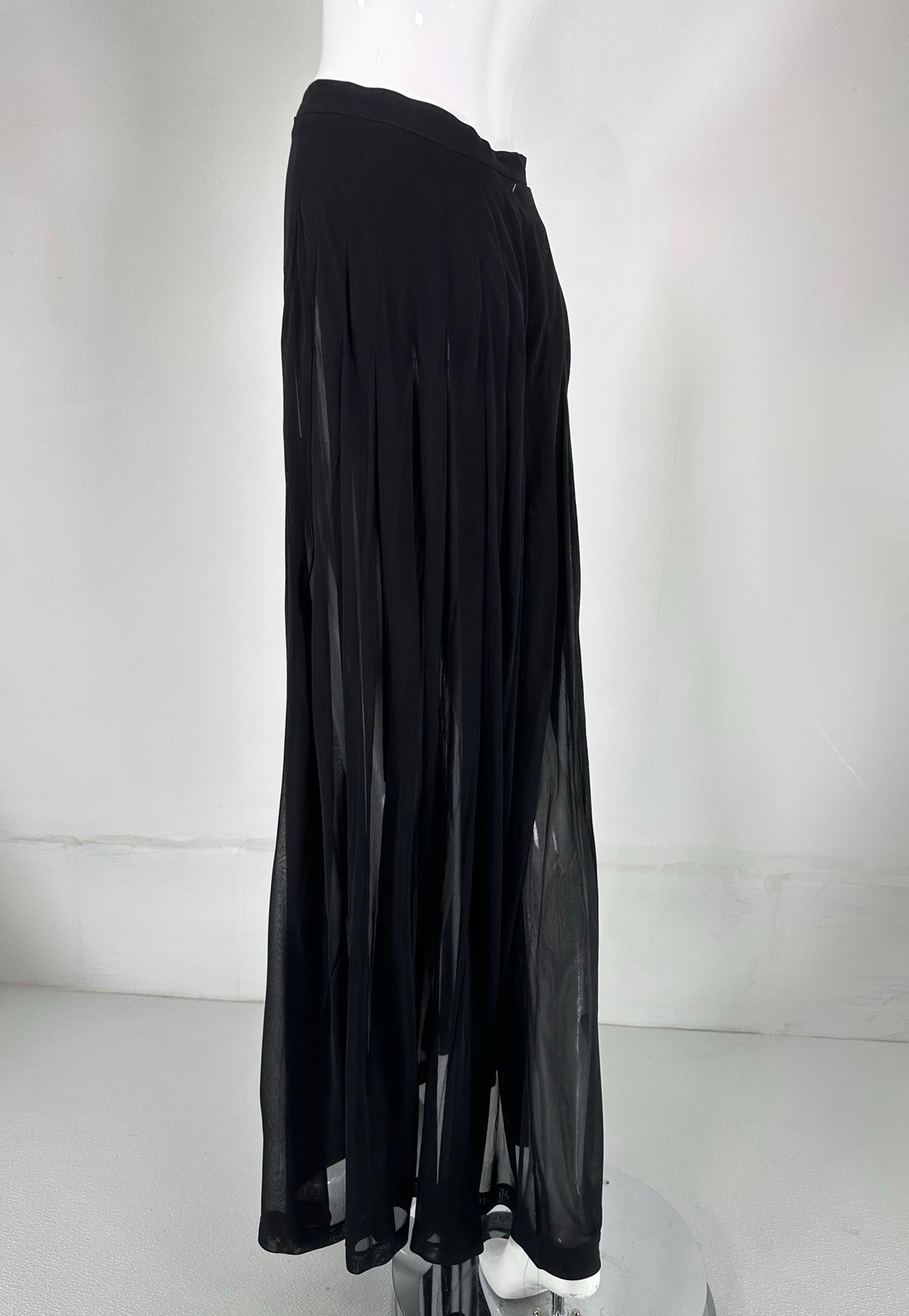 Moschino Couture Sheer Black Wrap Front Pleated Maxi Skirt 1990s For Sale 6