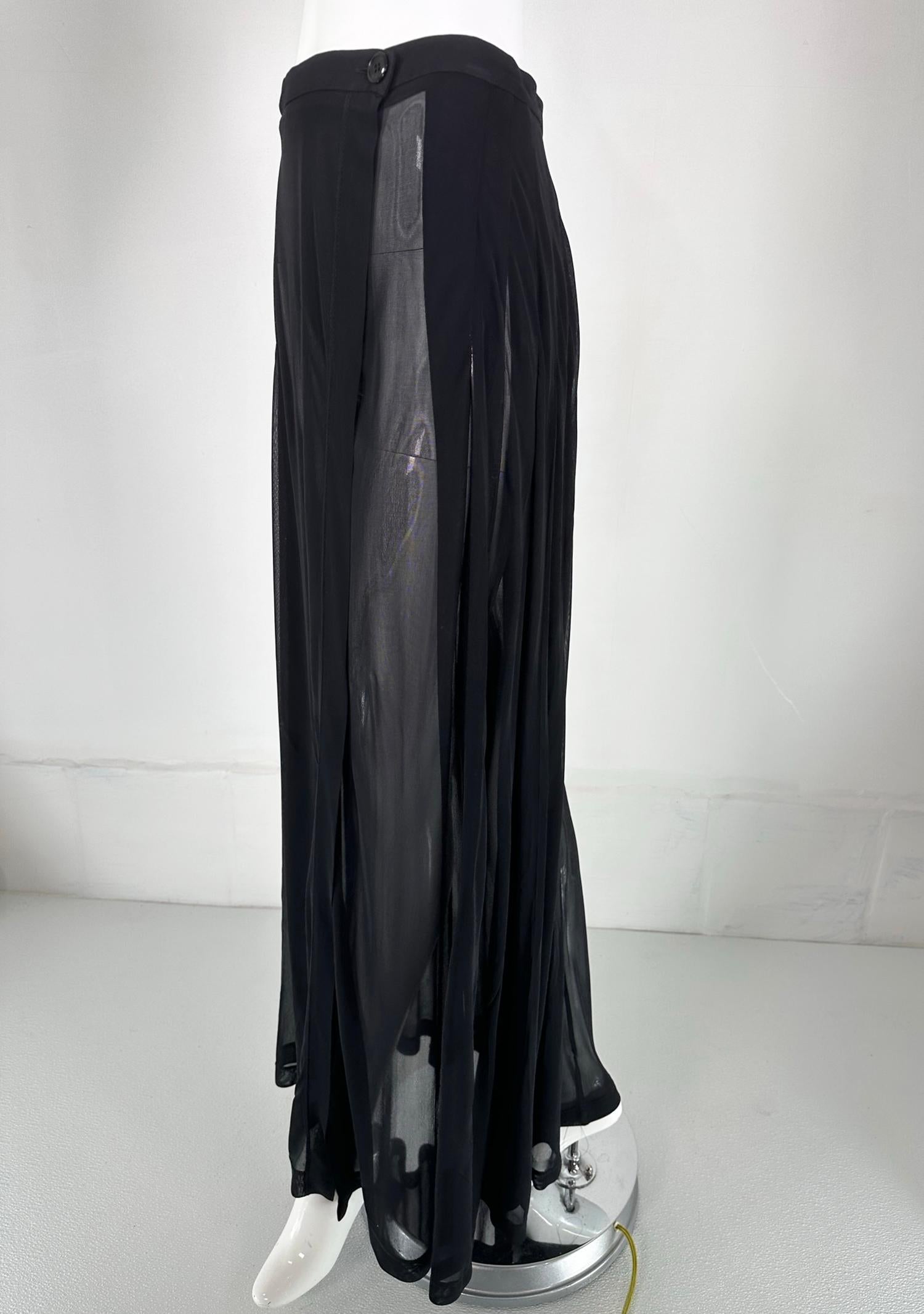 Moschino Couture Sheer Black Wrap Front Pleated Maxi Skirt 1990s For Sale 7