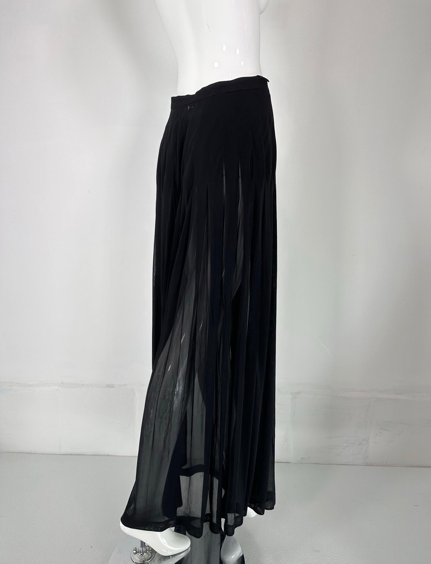Moschino Couture Sheer Black Wrap Front Pleated Maxi Skirt 1990s For Sale 2