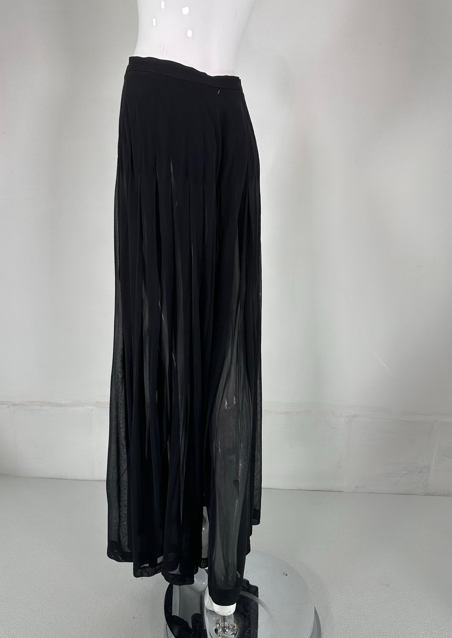 Moschino Couture Sheer Black Wrap Front Pleated Maxi Skirt 1990s For Sale 5