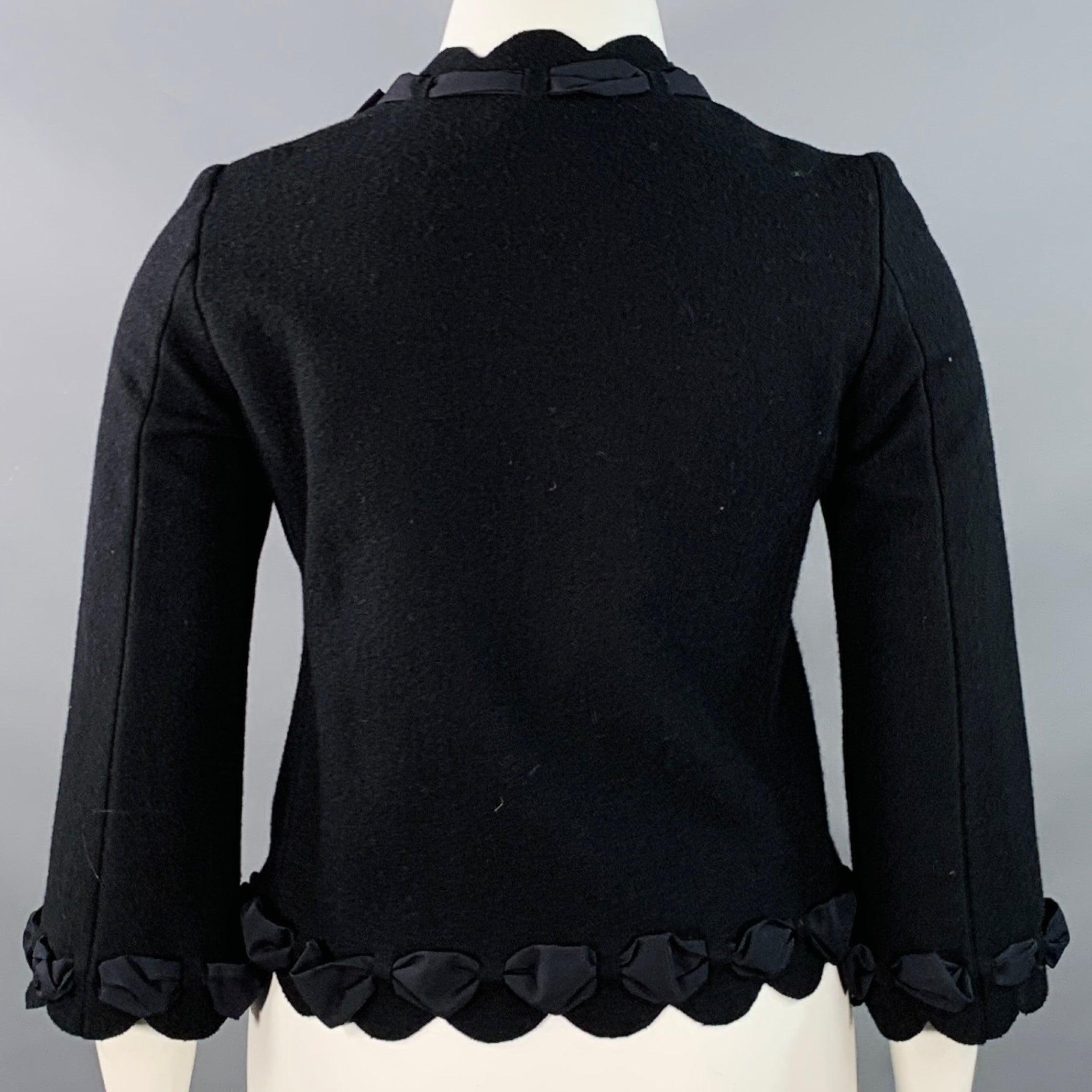 MOSCHINO COUTURE Taille 10 Veste en laine mélangée noire avec rubans à pressions Blazer Excellent état - En vente à San Francisco, CA