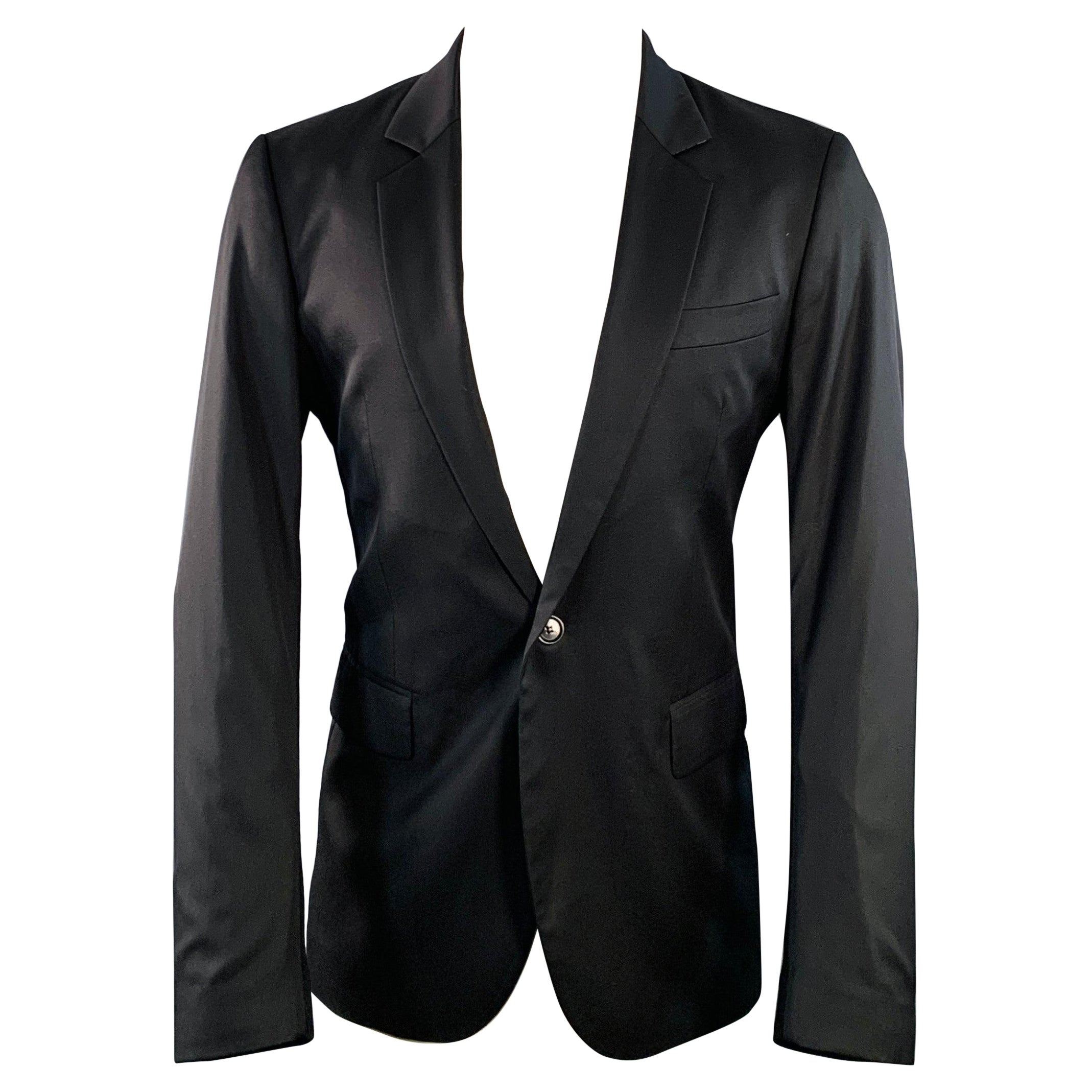 MOSCHINO COUTURE Size 40 Black Wool Blend Single Button Notch Lapel Sport Coat