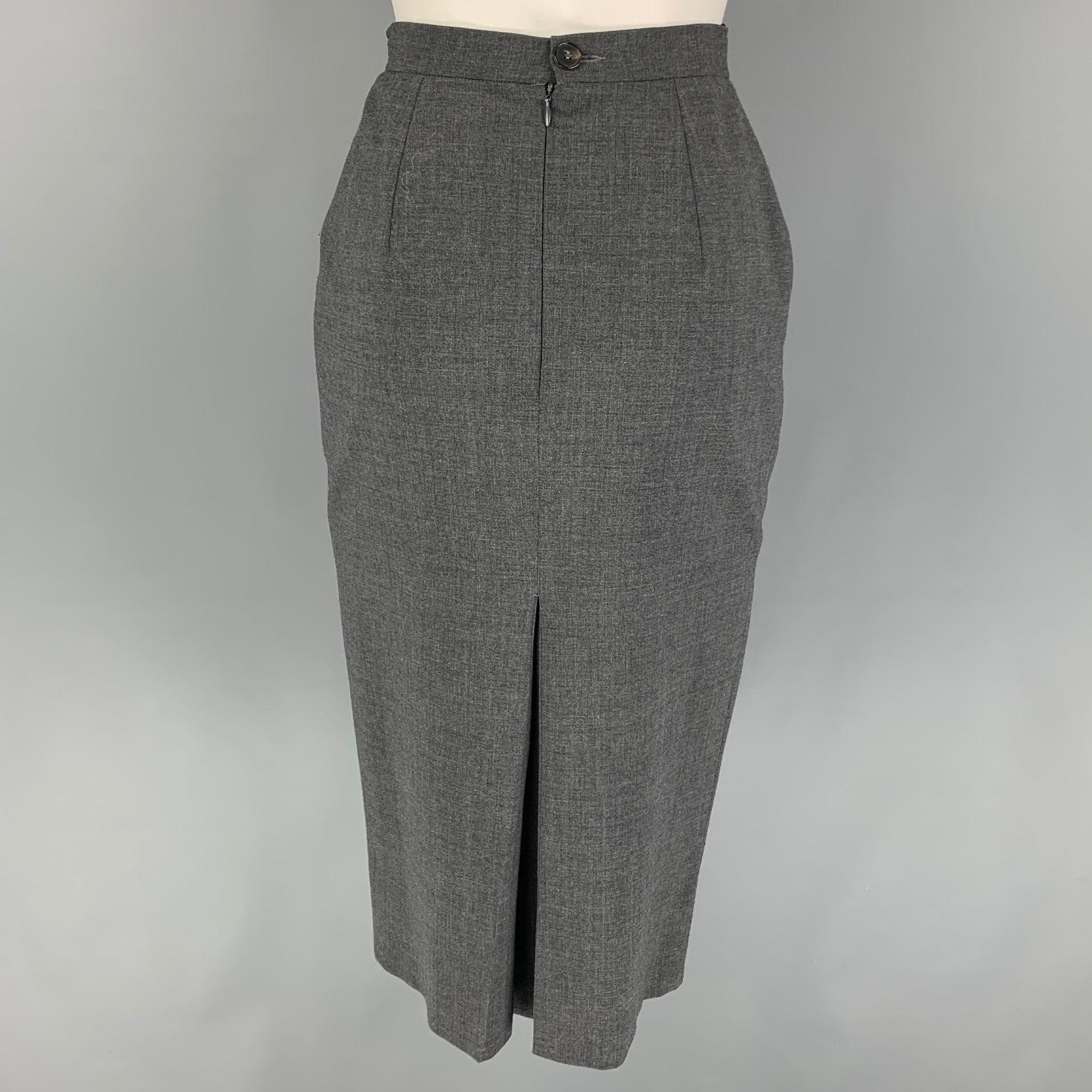 MOSCHINO COUTURE Size 6 Grey Wool Polyamide Heather Mid-Calf Skirt In Good Condition For Sale In San Francisco, CA