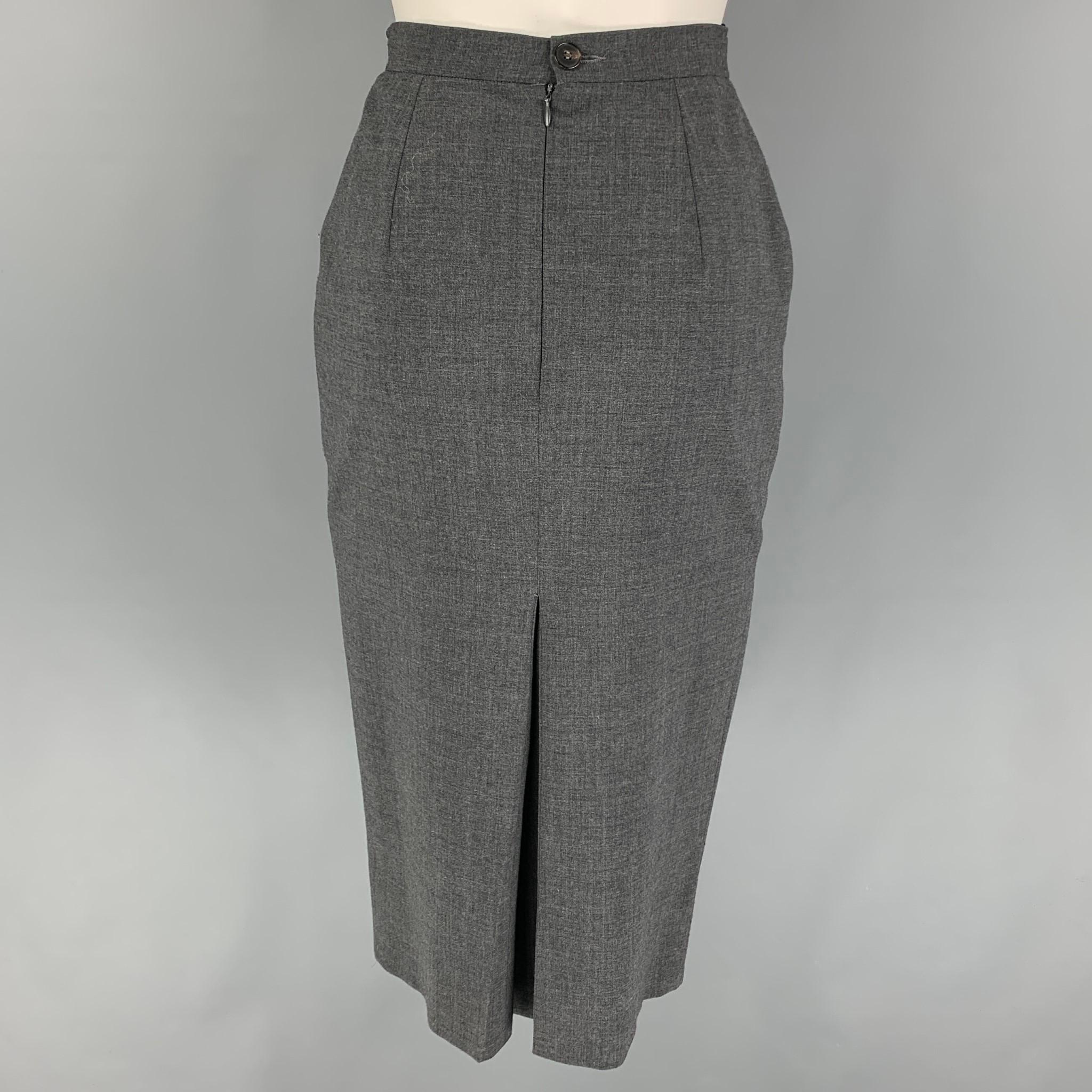 MOSCHINO COUTURE Size 6 Grey Wool Polyamide Heather Mid-Calf Skirt In Good Condition In San Francisco, CA