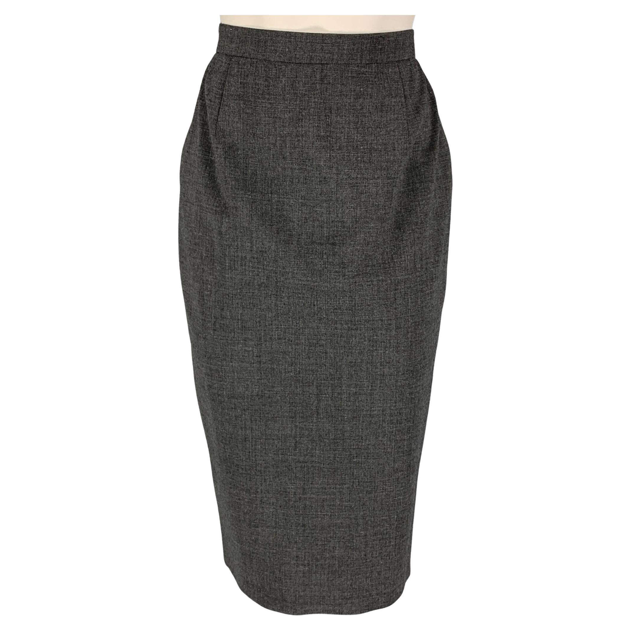 MOSCHINO COUTURE Size 6 Grey Wool Polyamide Heather Mid-Calf Skirt