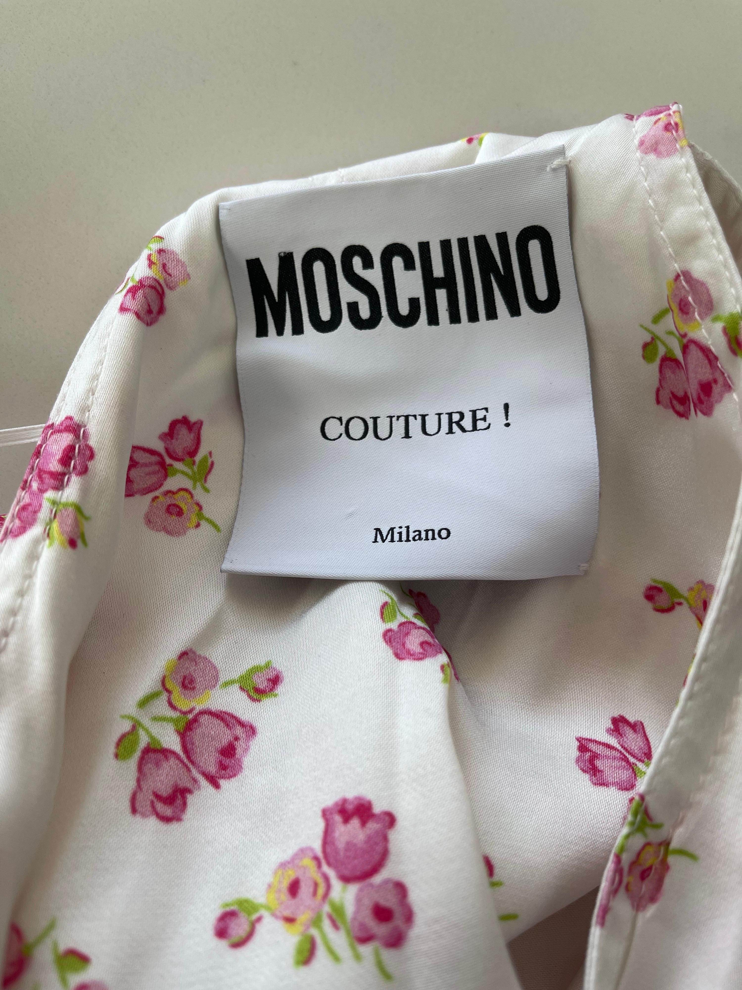 Moschino Couture Resort 2020 Größe 8 Glamour Puss Overalls mit Blumendruck in Übergröße 6