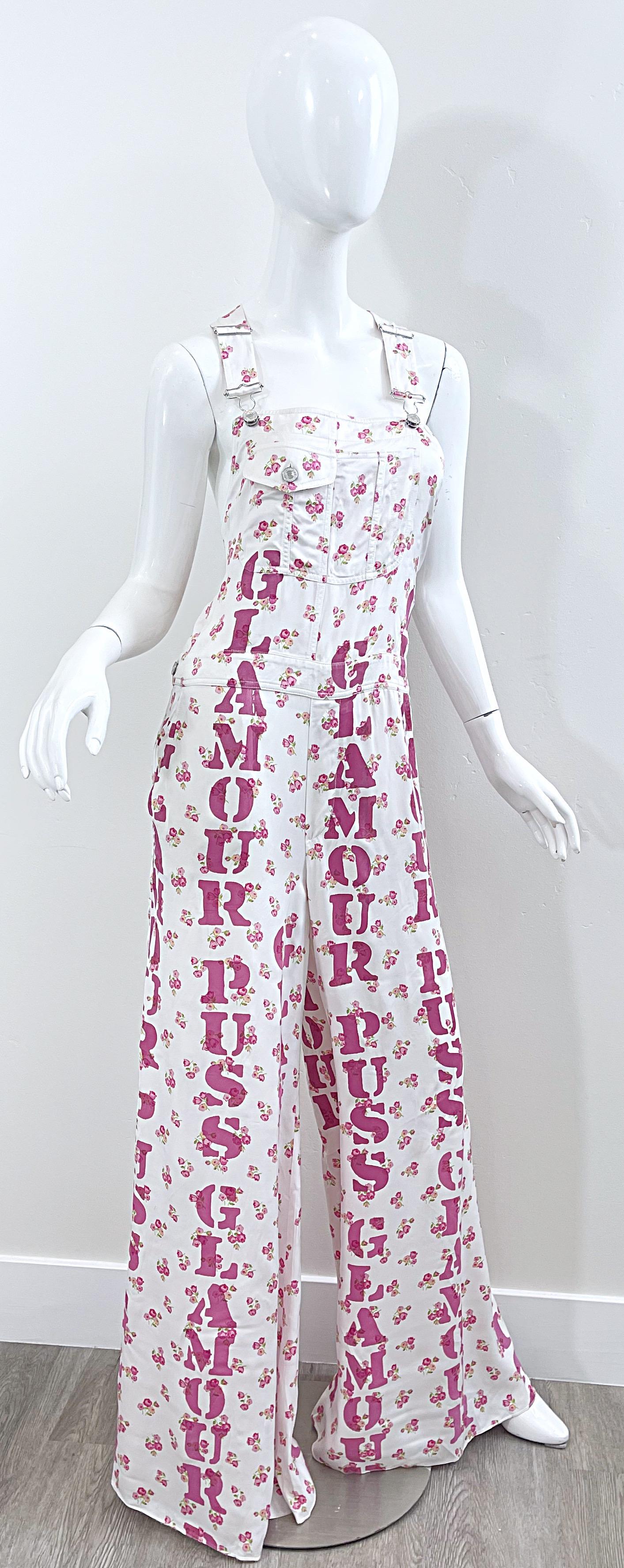 Moschino Couture Resort 2020 Größe 8 Glamour Puss Overalls mit Blumendruck in Übergröße 11
