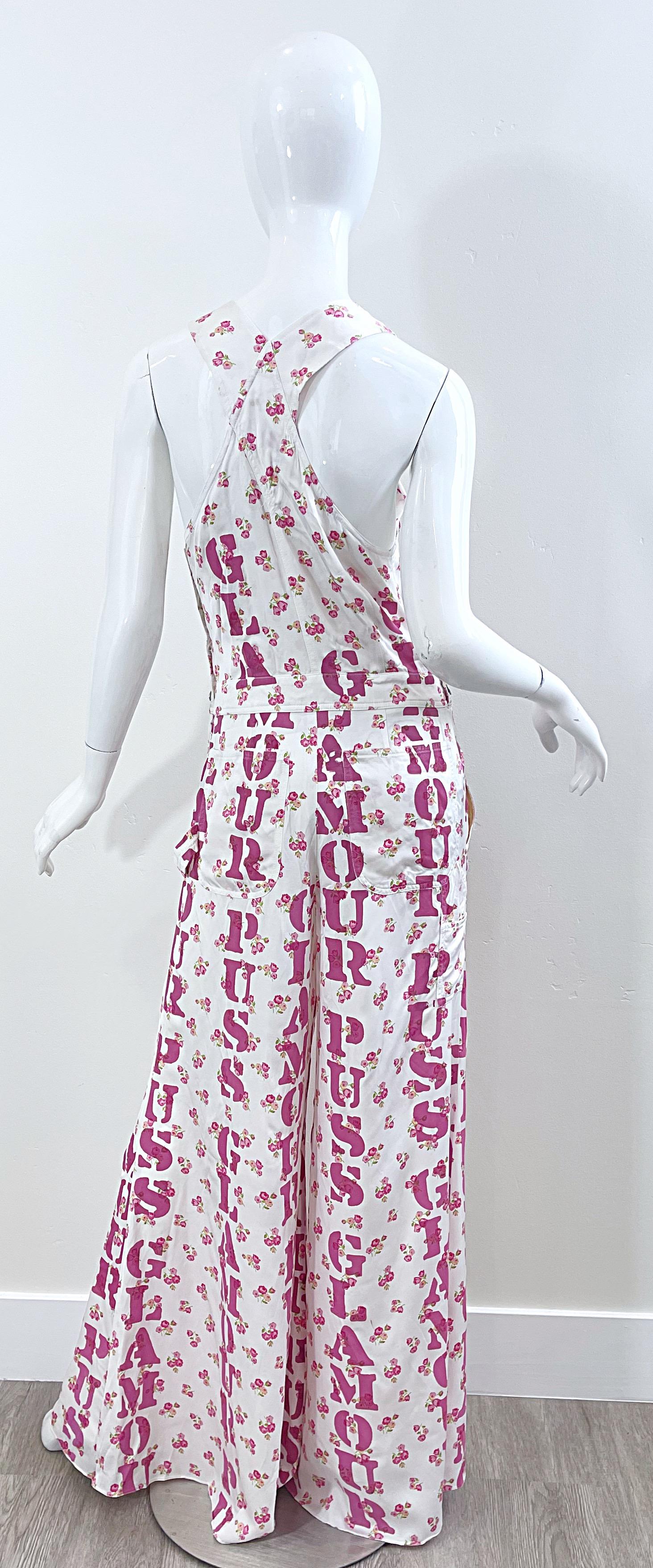 Moschino Couture Resort 2020 Größe 8 Glamour Puss Overalls mit Blumendruck in Übergröße 12