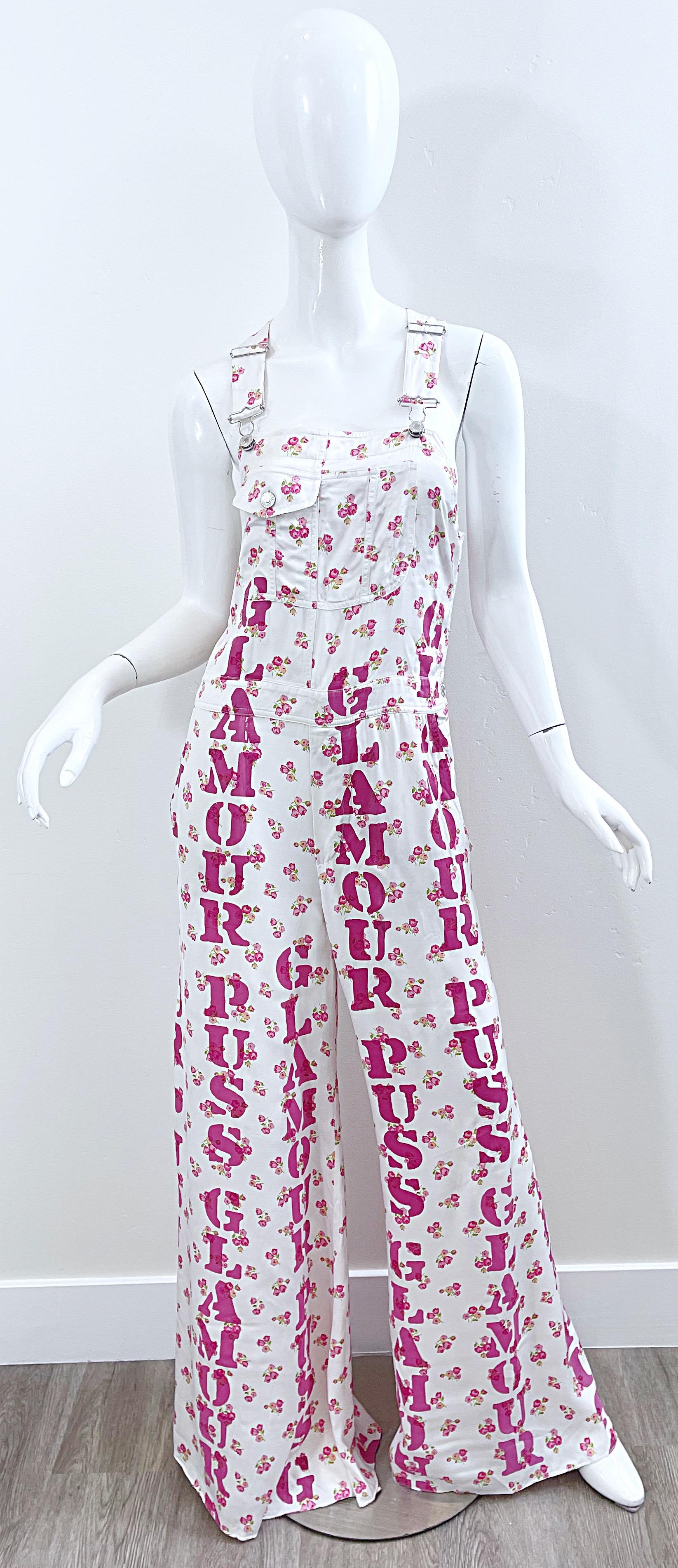 Moschino Couture Resort 2020 Size 8 Glamour Puss Flower Print Overalls Jumpsuit 11