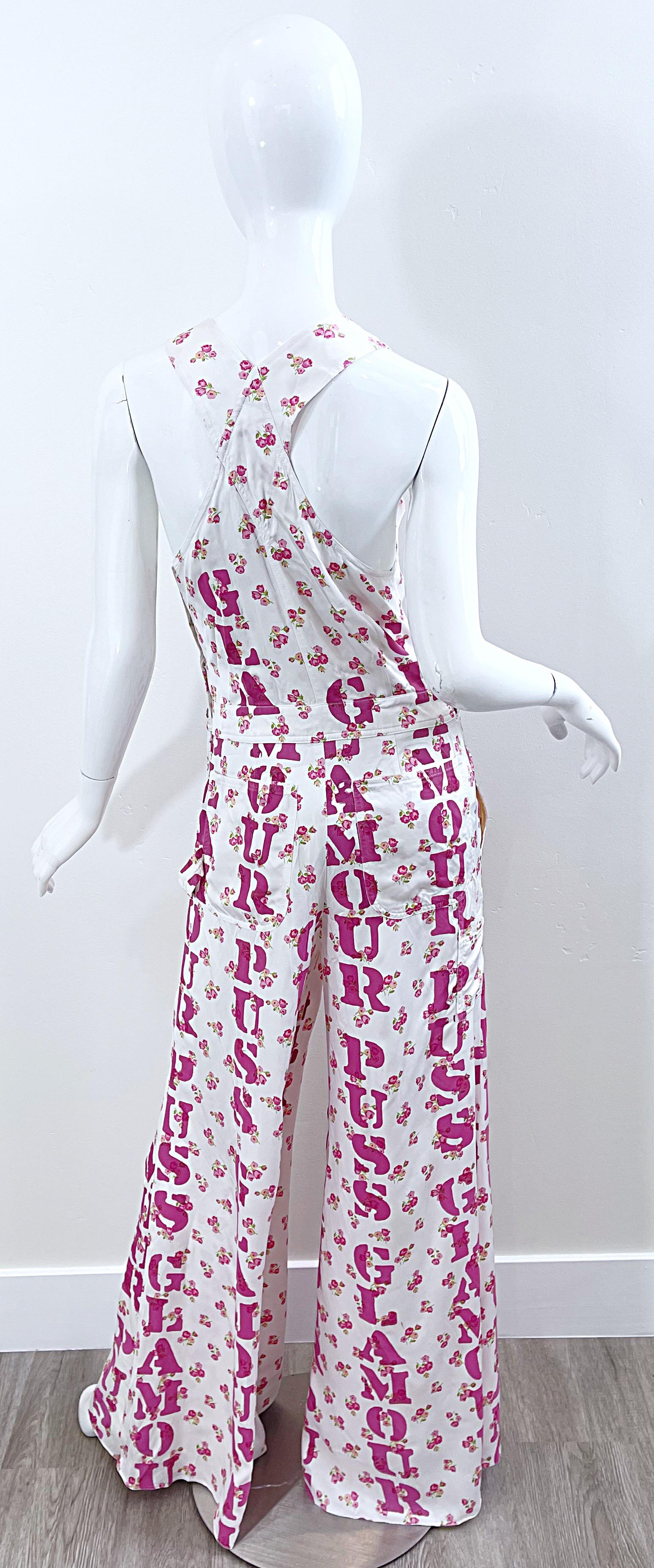 Moschino Couture Resort 2020 Größe 8 Glamour Puss Overalls mit Blumendruck in Übergröße 1