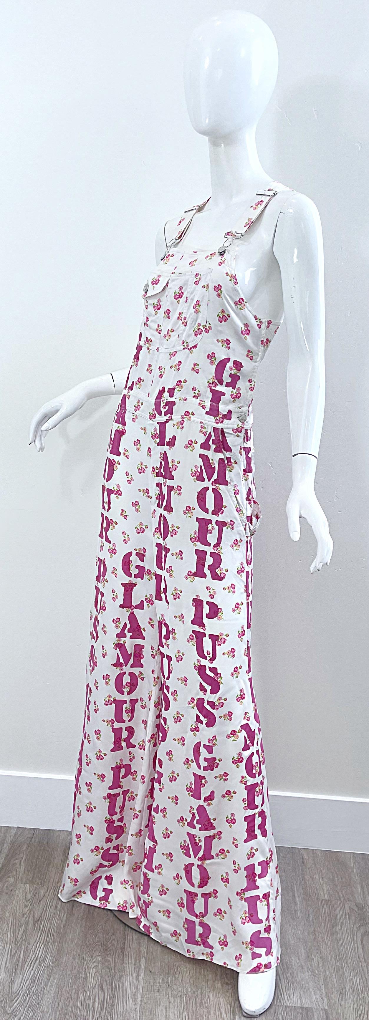 Moschino Couture Resort 2020 Größe 8 Glamour Puss Overalls mit Blumendruck in Übergröße 3