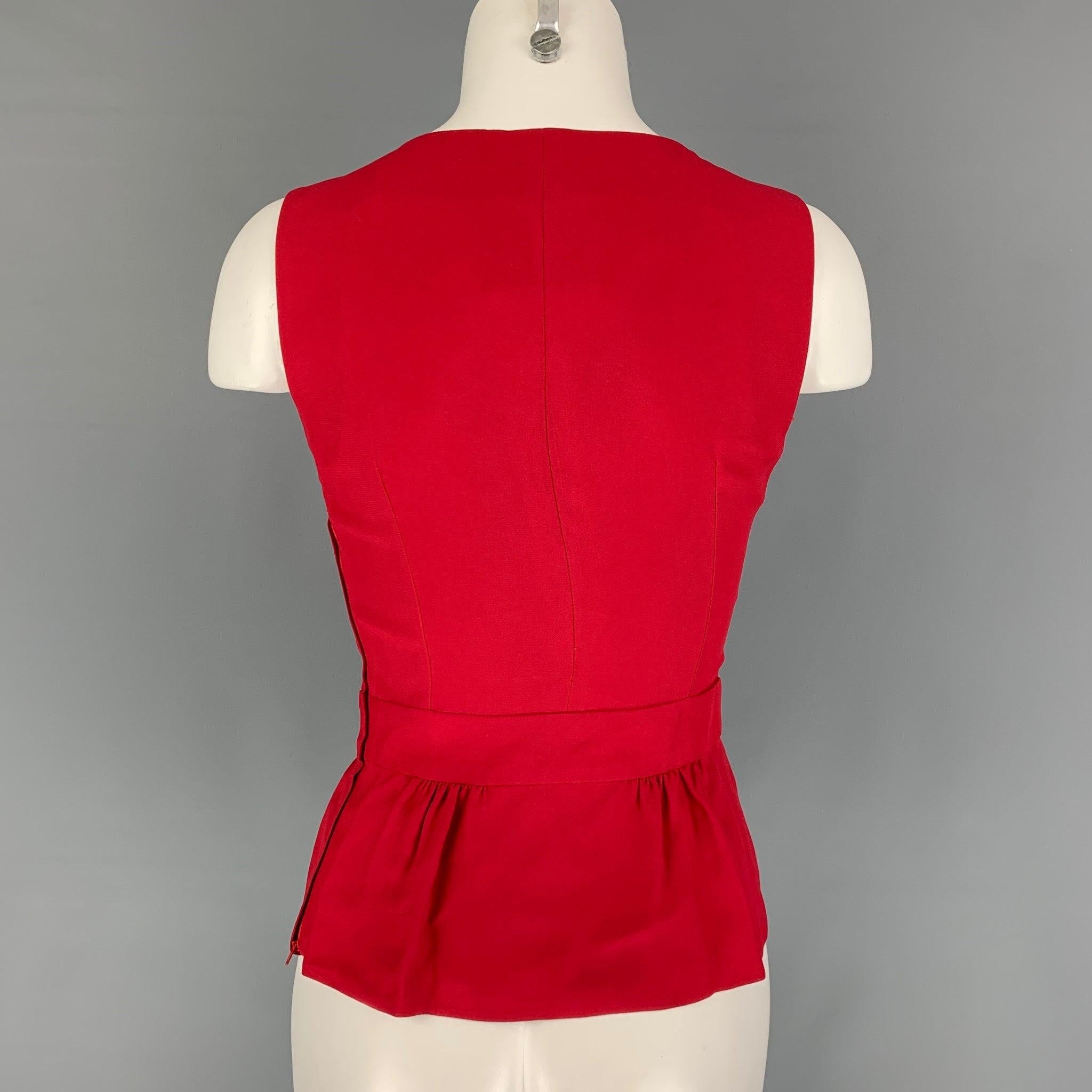 Moschino Couture - Chemisier sans manches en rayonne acétate rouge - Taille 8 Bon état - En vente à San Francisco, CA