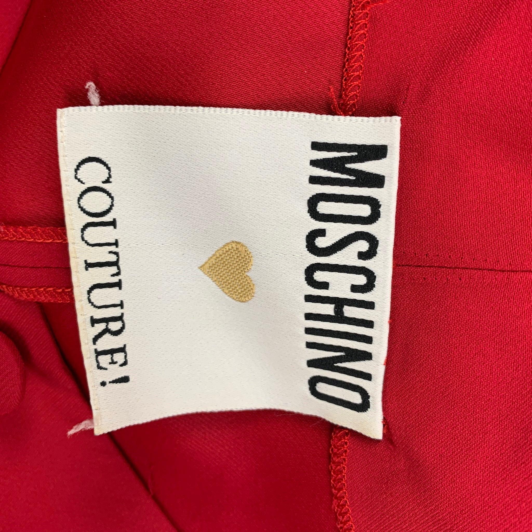 MOSCHINO COUTURE Size 8 Red Acetate Rayon Sleeveless Blouse For Sale 2