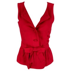 MOSCHINO COUTURE Size 8 Red Acetate Rayon Sleeveless Blouse