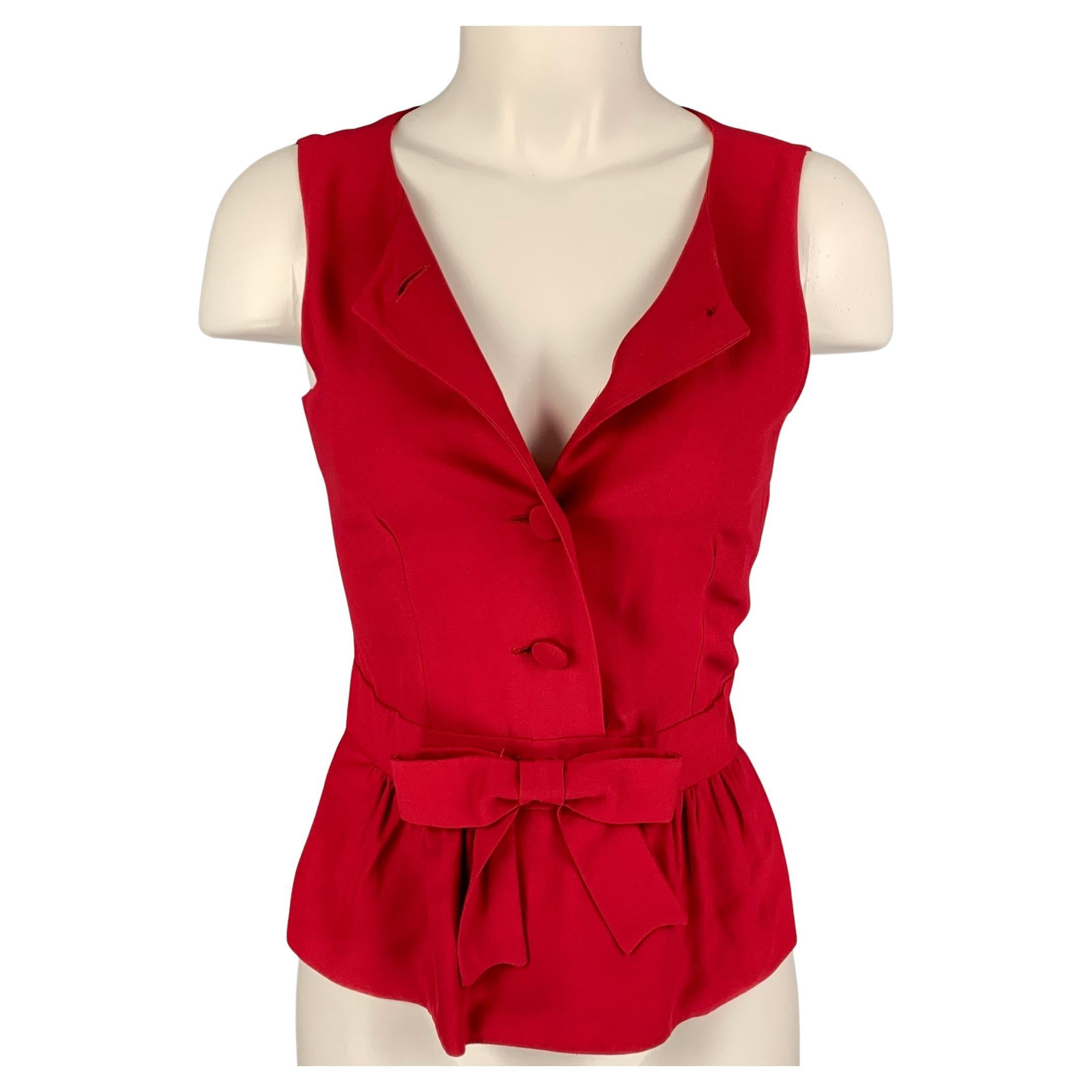 MOSCHINO COUTURE Size 8 Red Acetate Rayon Sleeveless Blouse