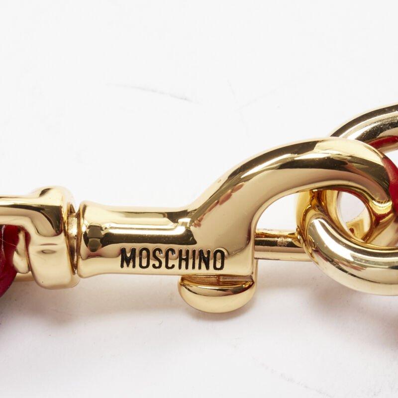 MOSCHINO Couture! smooth red leather gold M top zip wristlet clutch bag For Sale 1