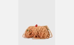 Moschino Couture, pasta «spaghetti», flecos, tomate, bolso de mano, bolso de hombro