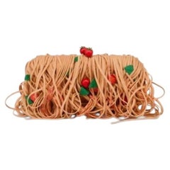 Moschino Couture, pasta «spaghetti», flecos, tomate, bolso de mano, bolso de hombro