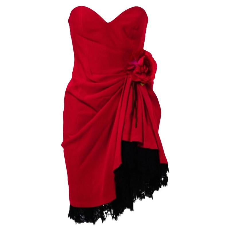 Abito Moschino Couture senza spalline con rosetta