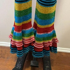 Moschino Couture stripped Metallic Knit Bell Bottom Pants NWT