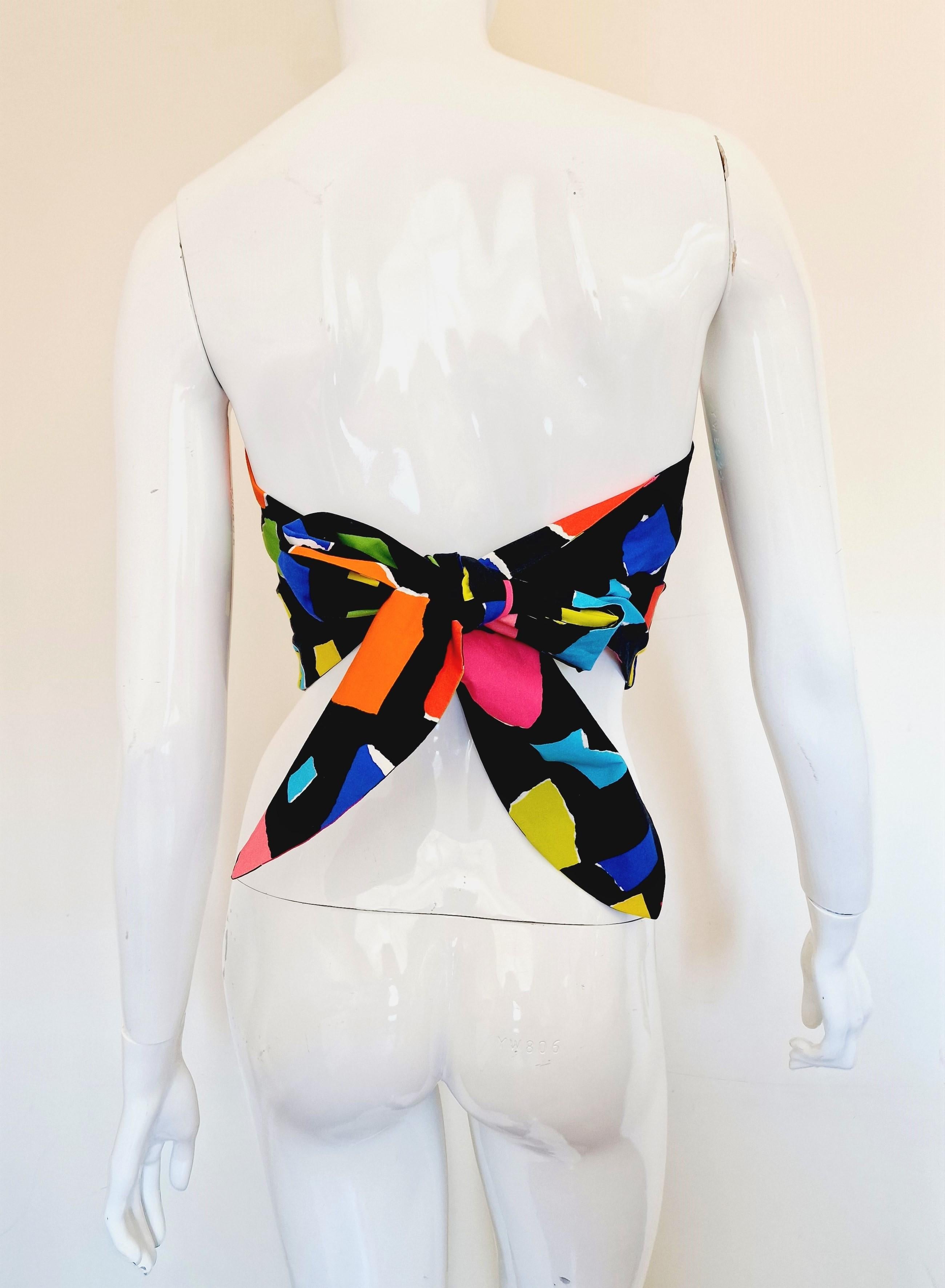 Moschino Couture Structured Black Abstract Bow Tie Back Tube Corset Top Bustier en vente 3