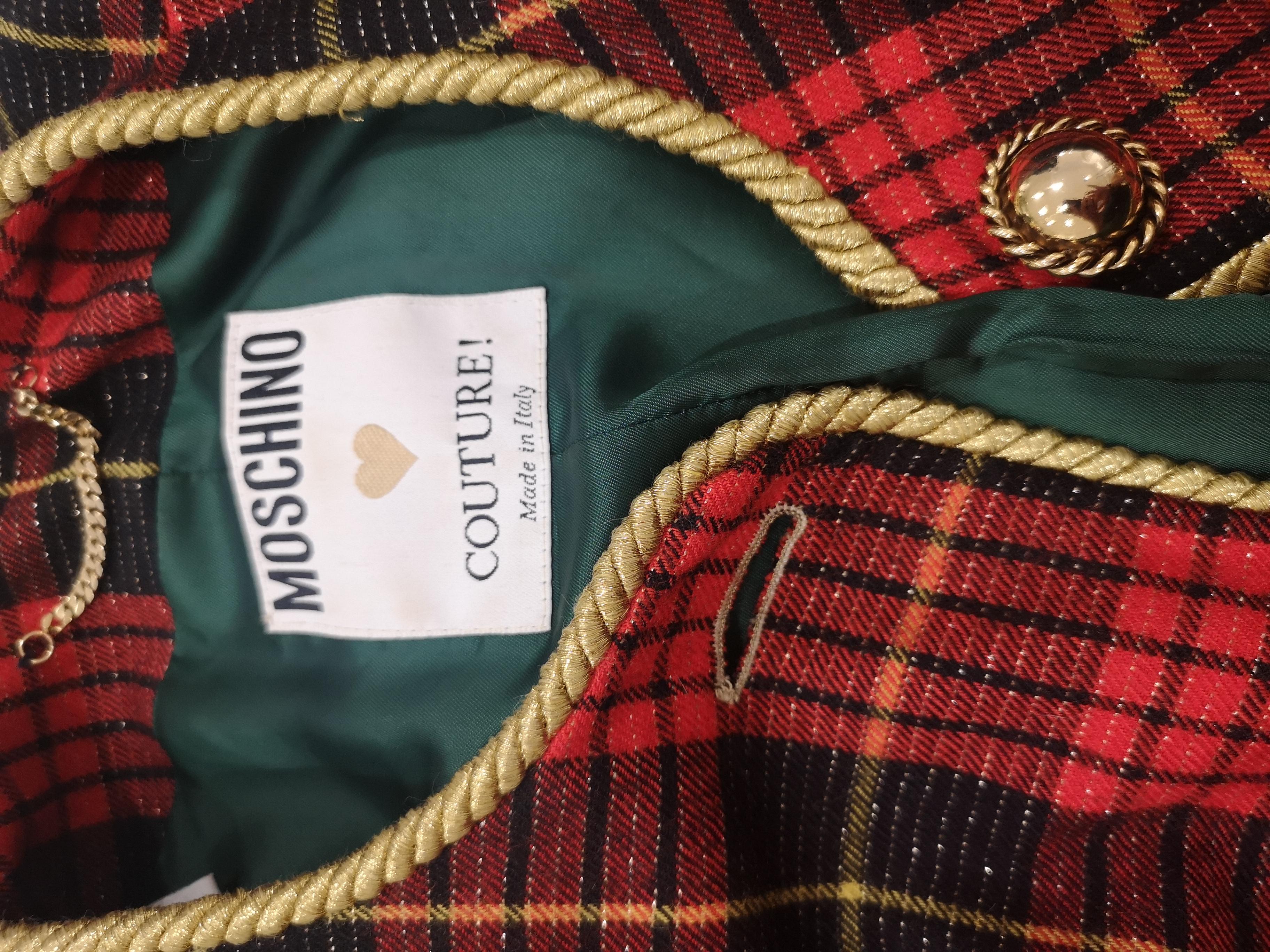 Moschino couture tartan wool vintage jacket 9