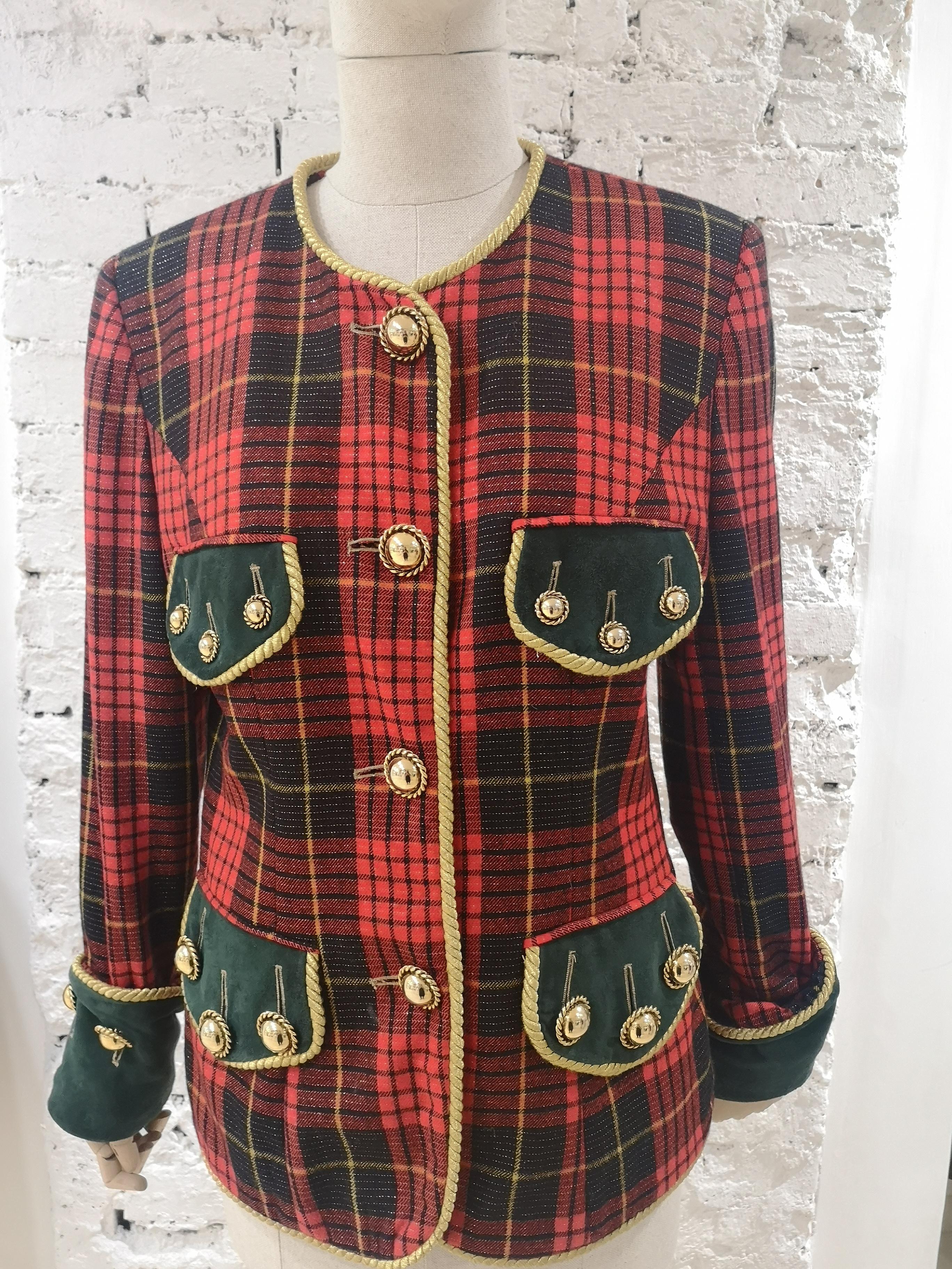 Moschino couture tartan wool vintage jacket 10
