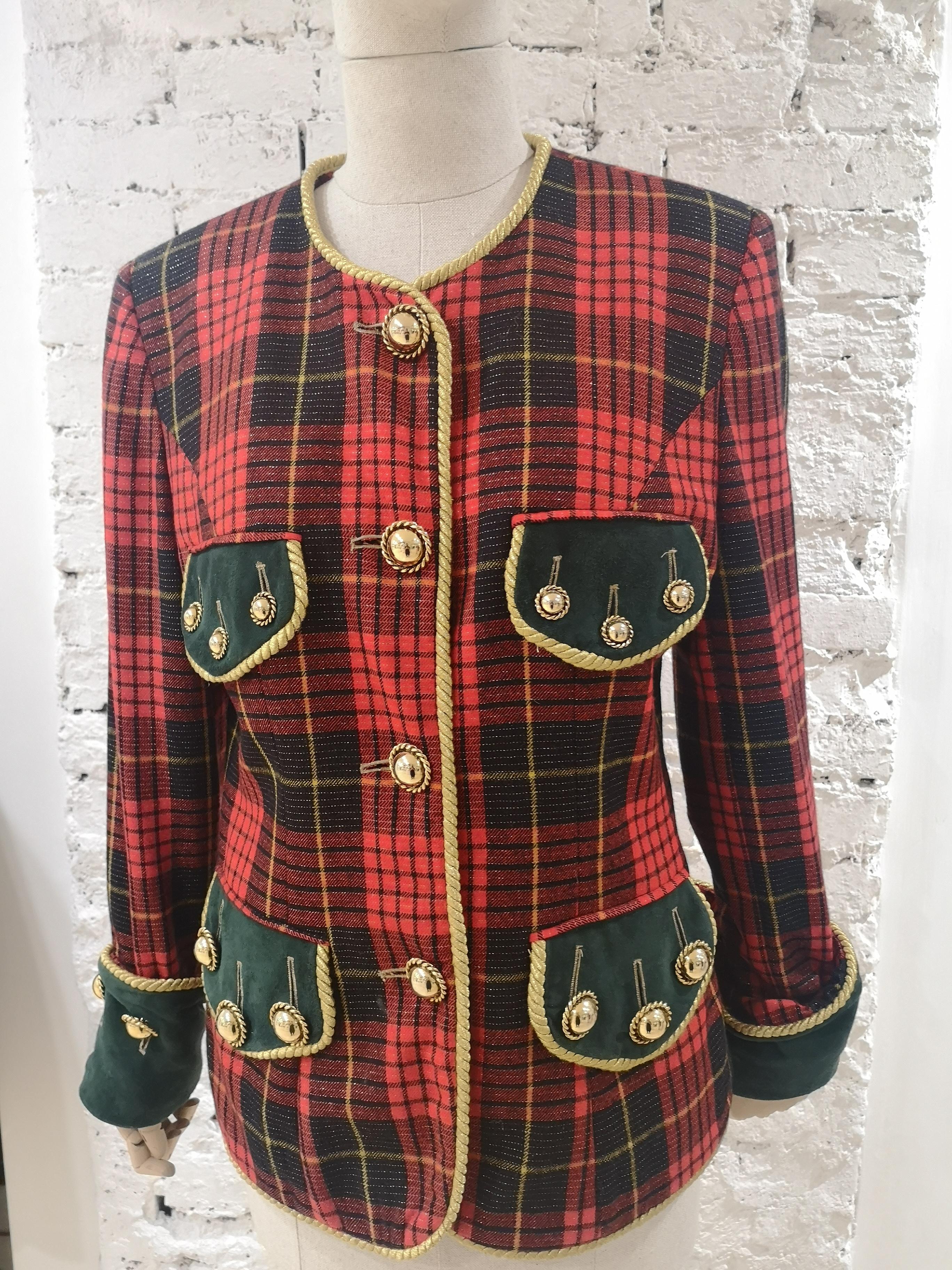Moschino couture tartan wool vintage jacket 11