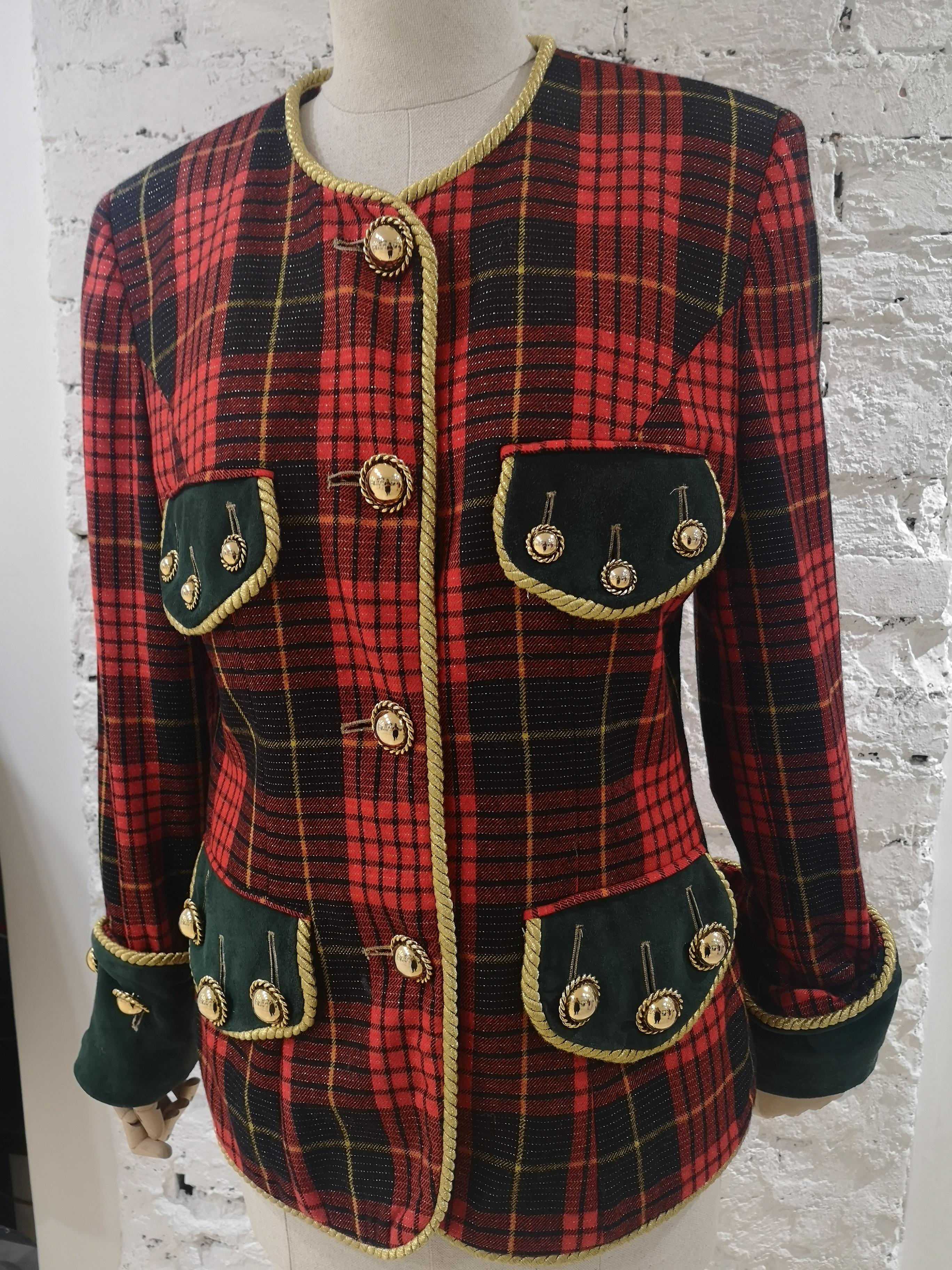 Moschino couture tartan wool vintage jacket 12