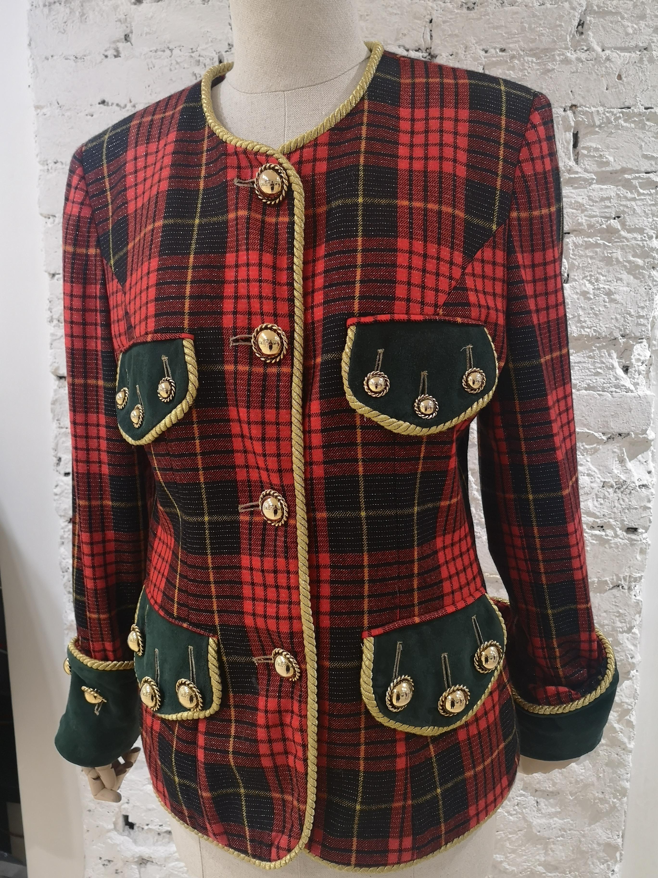 Moschino couture tartan wool vintage jacket 13