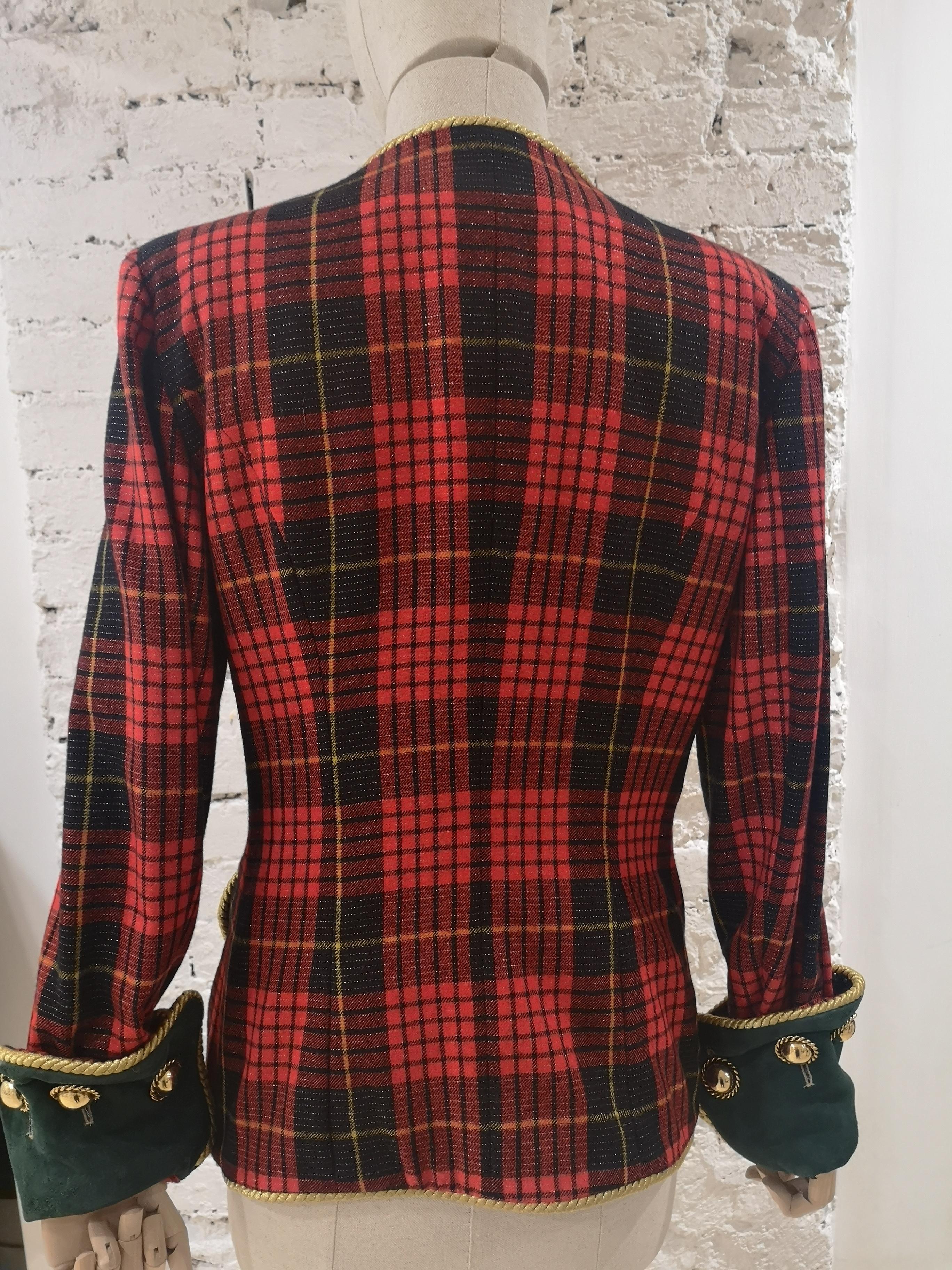 Moschino couture tartan wool vintage jacket In Excellent Condition In Capri, IT
