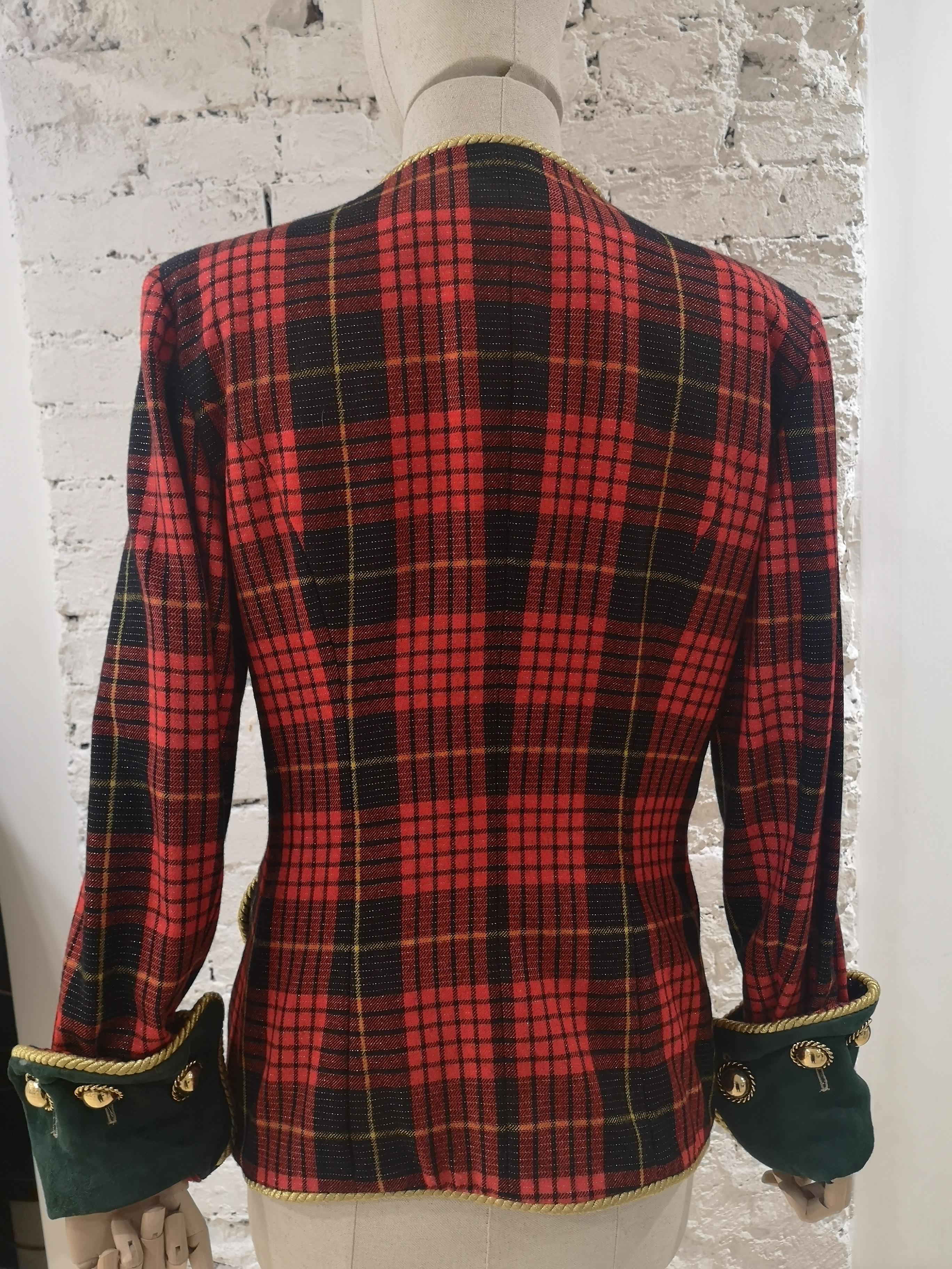 Women's Moschino couture tartan wool vintage jacket