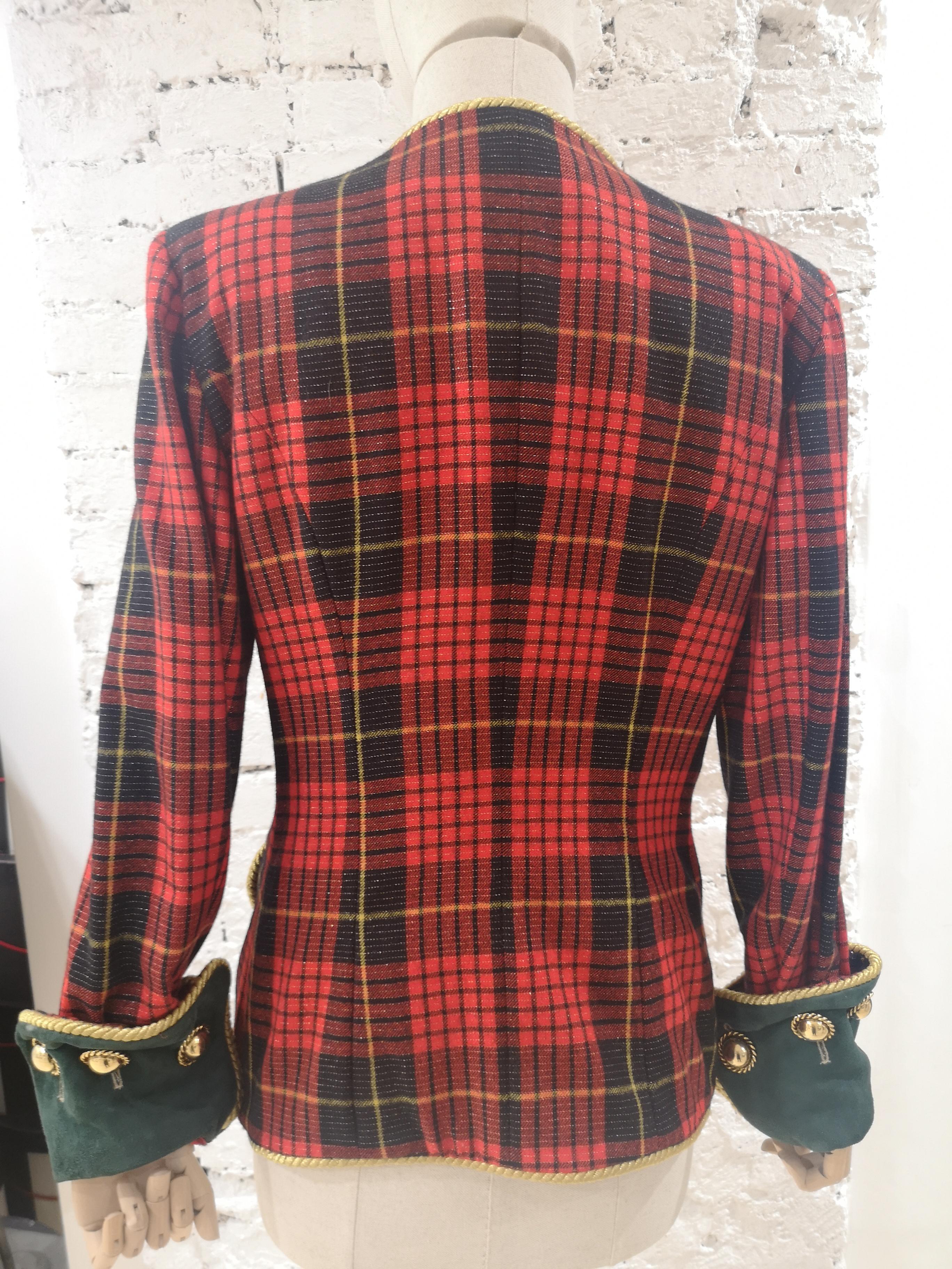 Moschino couture tartan wool vintage jacket 1
