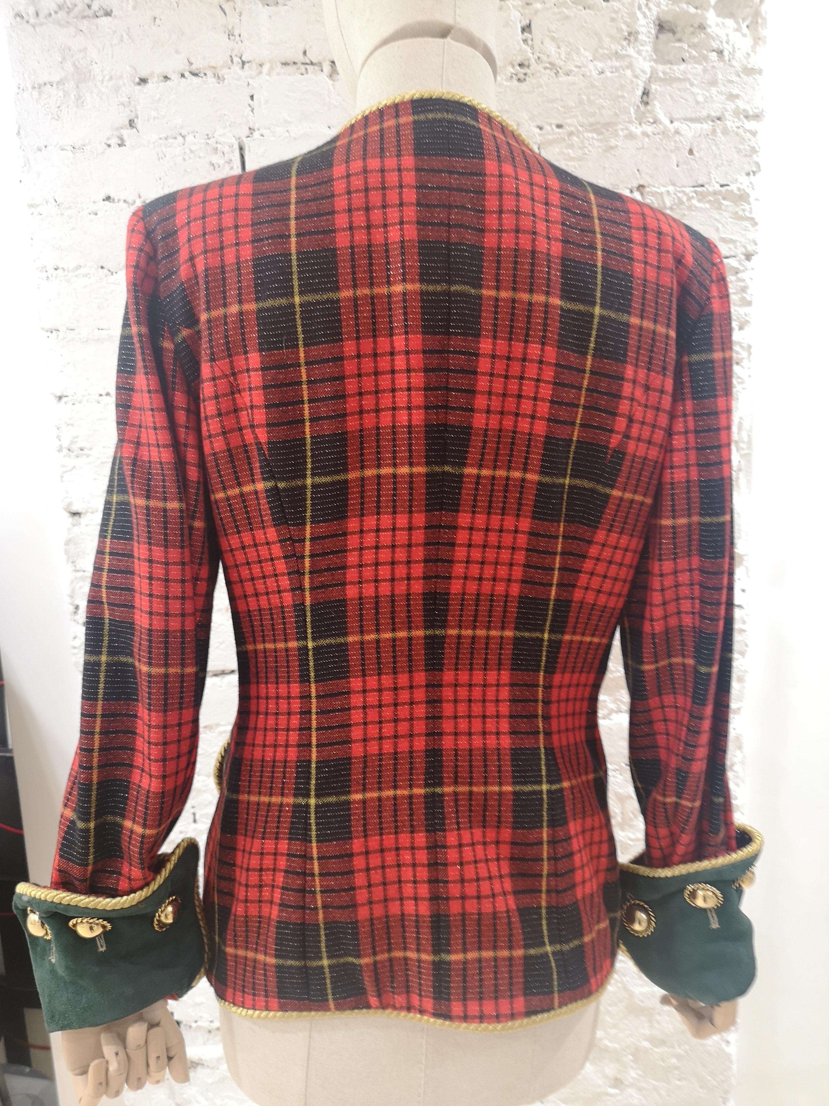 Moschino couture tartan wool vintage jacket 2