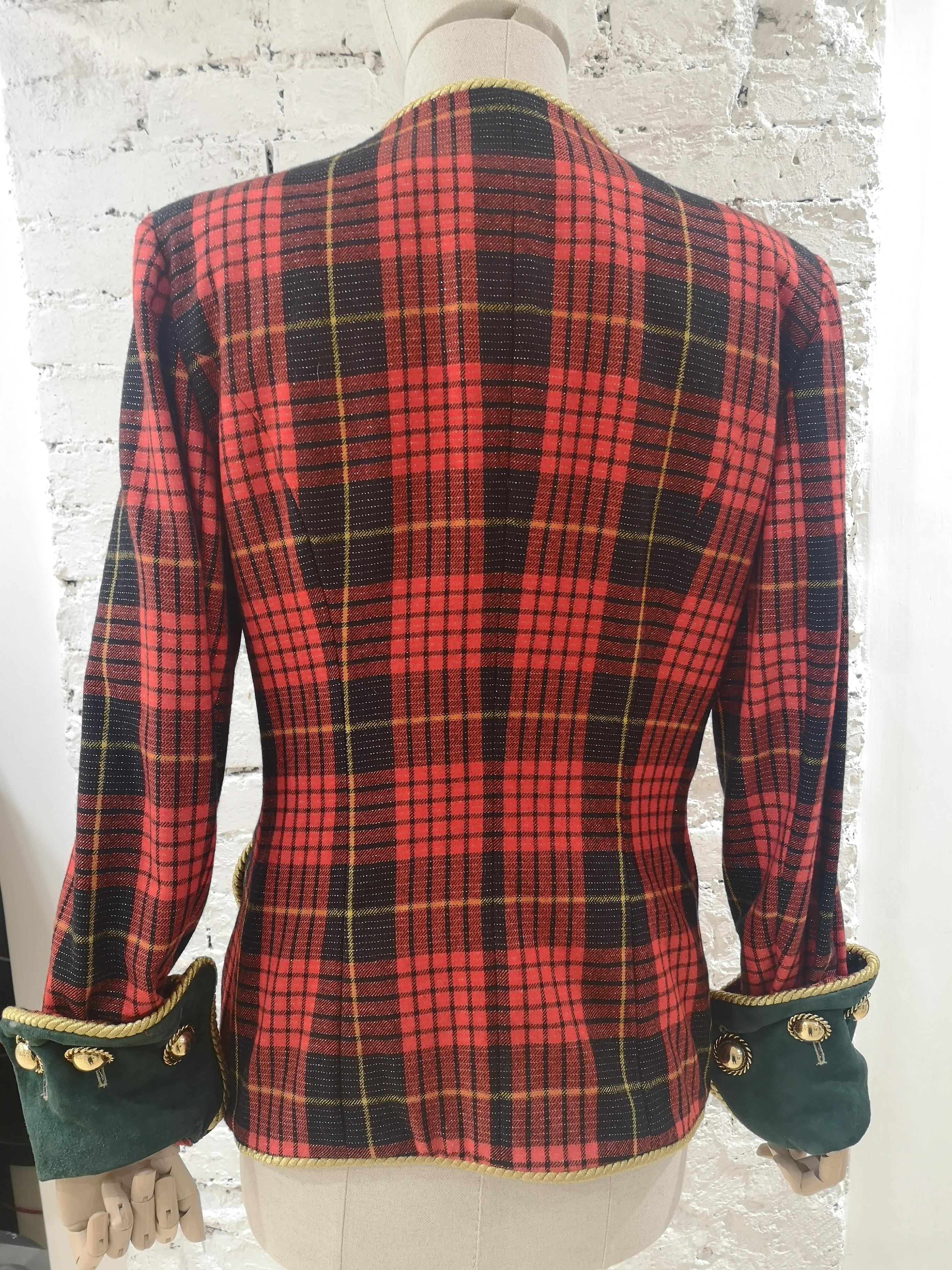 Moschino couture tartan wool vintage jacket 3