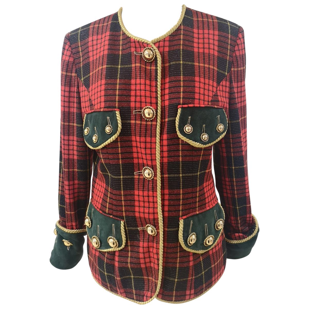 Moschino couture tartan wool vintage jacket