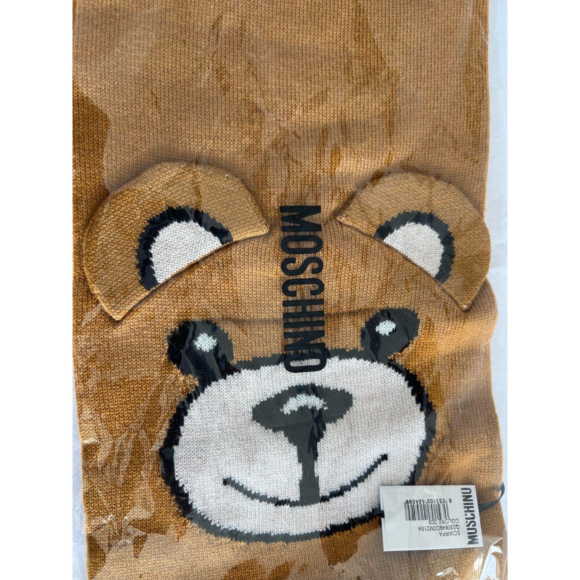 Moschino Couture Teddy Bear 3D Ears Brown Scarf by Jeremy Scott For Sale 2