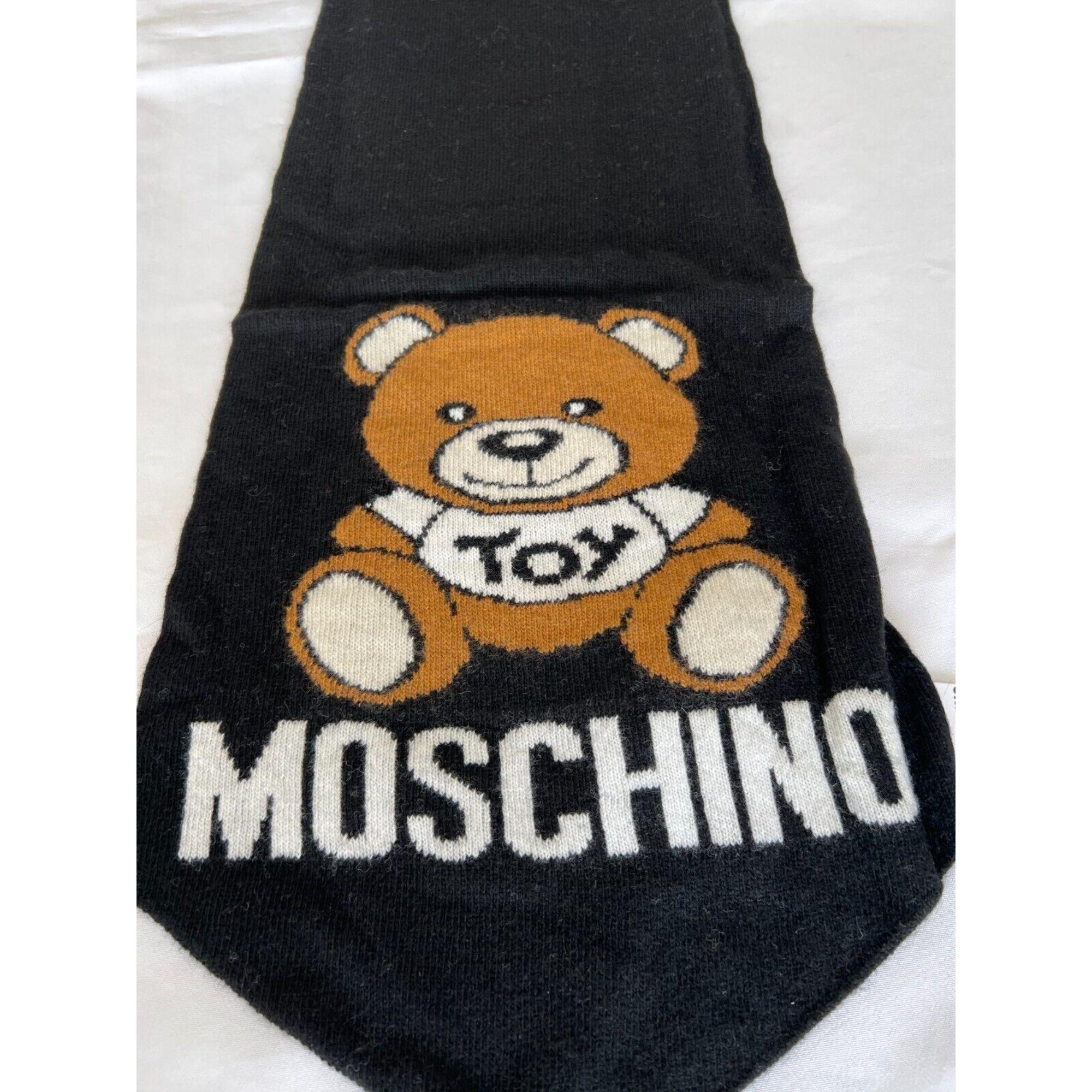 Women's Moschino Couture Teddy Bear Black Scarf Tie Shaped by Jeremy Scott For Sale