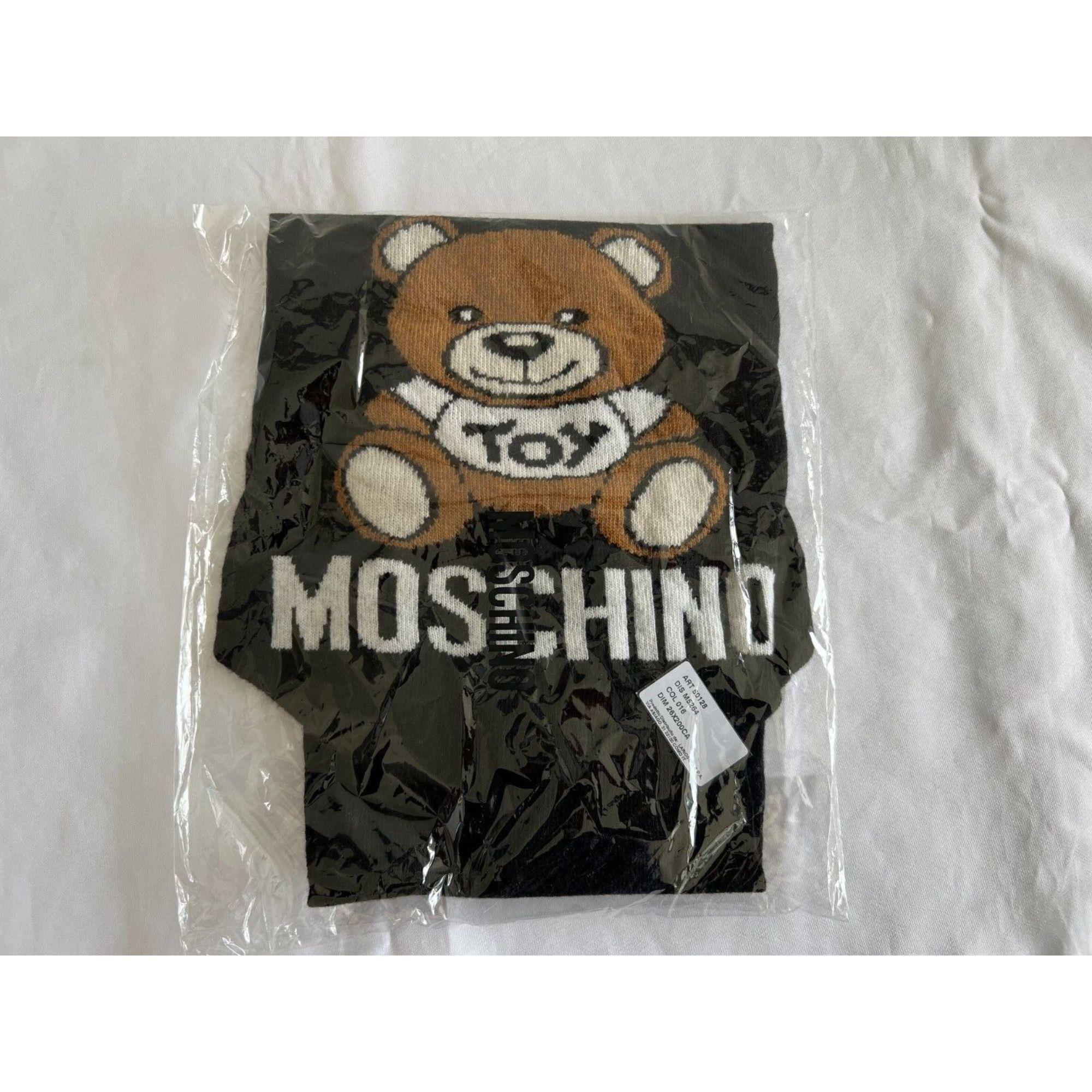 Moschino Couture Teddy Bear Black Scarf Cravate façonné par Jeremy Scott en vente 3