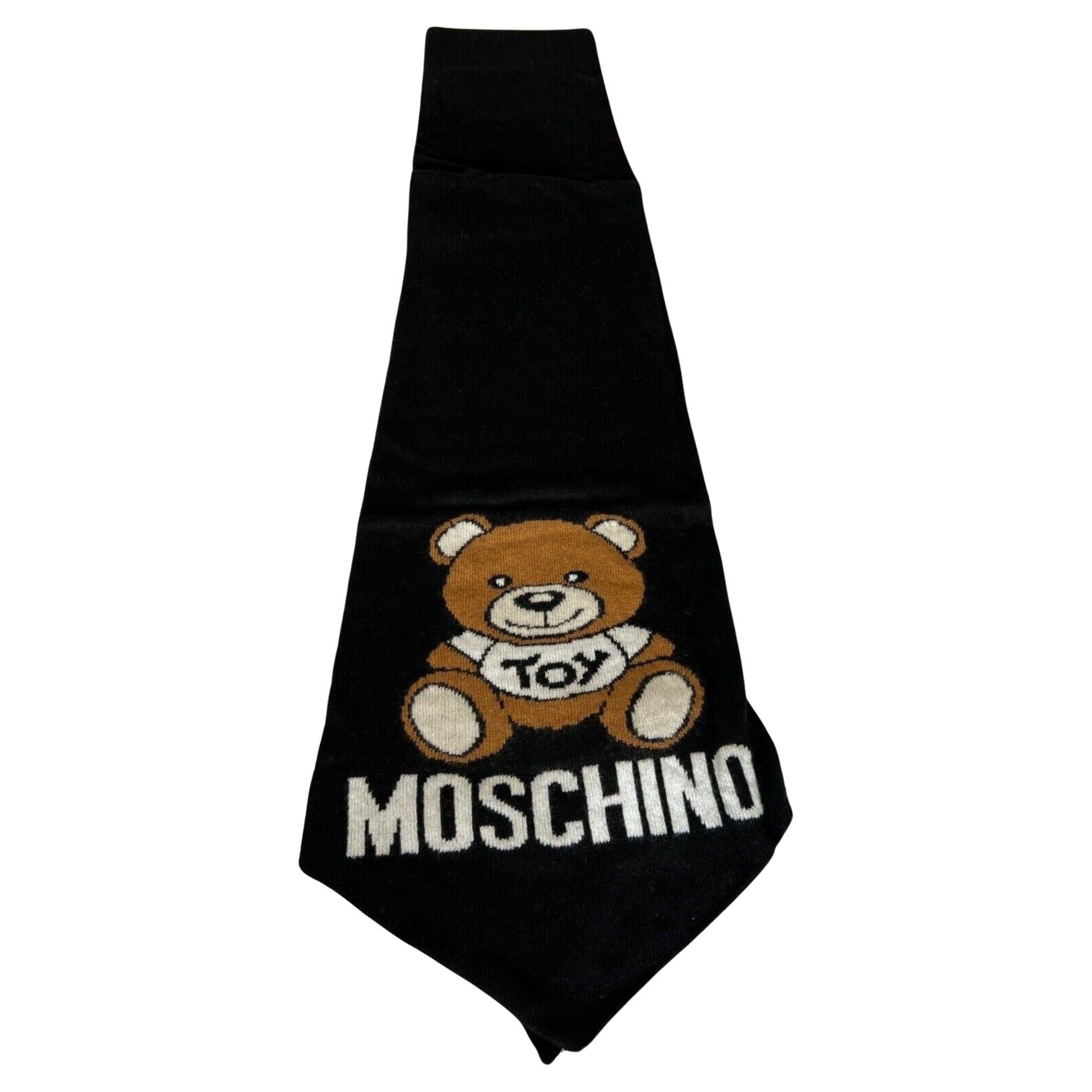 Moschino Couture Teddy Bear Black Scarf Tie Shaped by Jeremy Scott