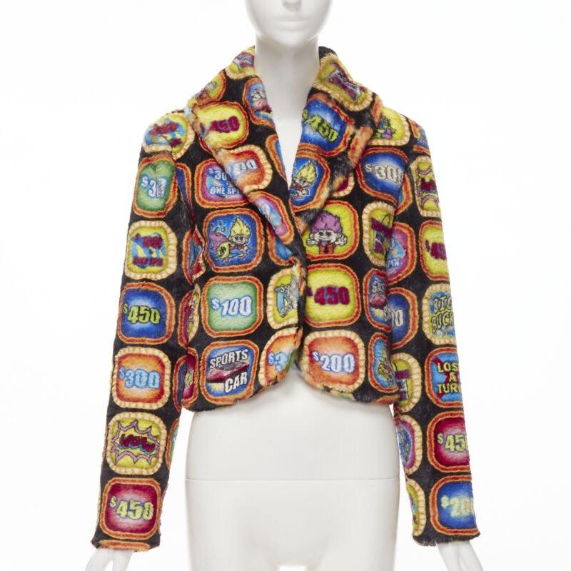 ¡MOSCHINO Couture! Chaqueta de piel sintética TROLLS 2019 Runway Game Show IT38 S Beige en venta