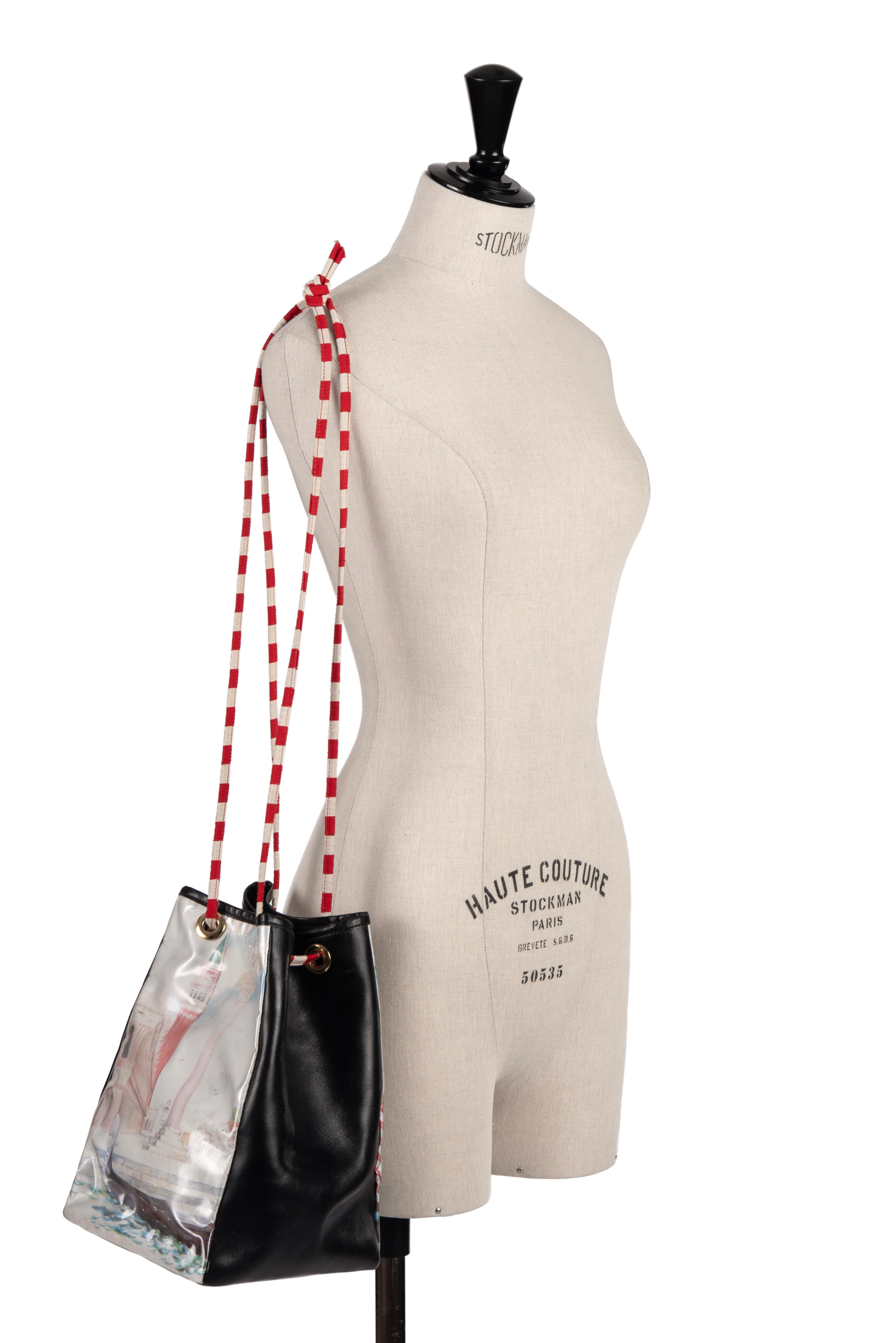 Women's or Men's MOSCHINO COUTURE Venice Italy Gondola Print Shoulder Bag, early 1990s For Sale