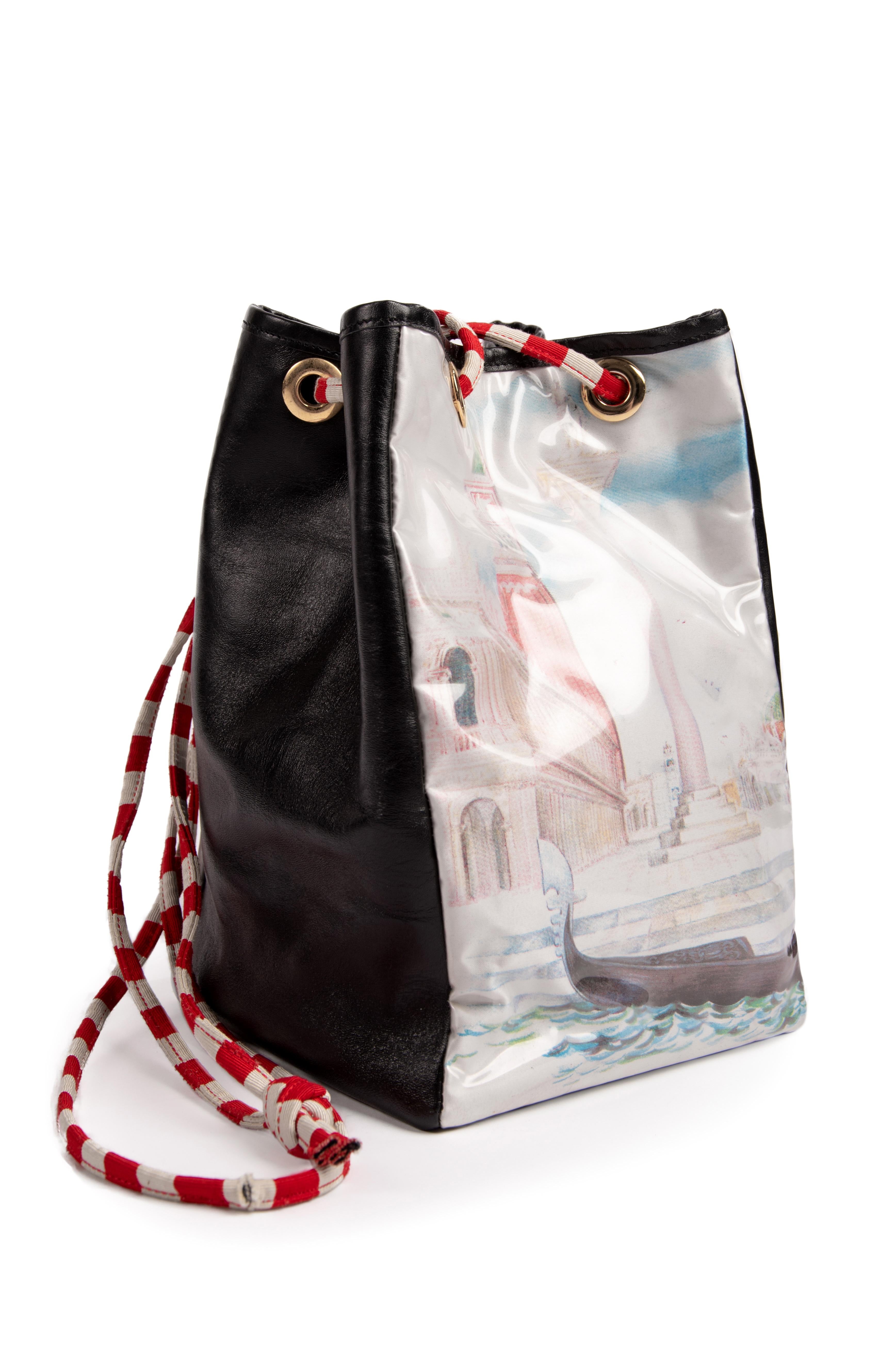 MOSCHINO COUTURE Venice Italy Gondola Print Shoulder Bag, early 1990s For Sale 1