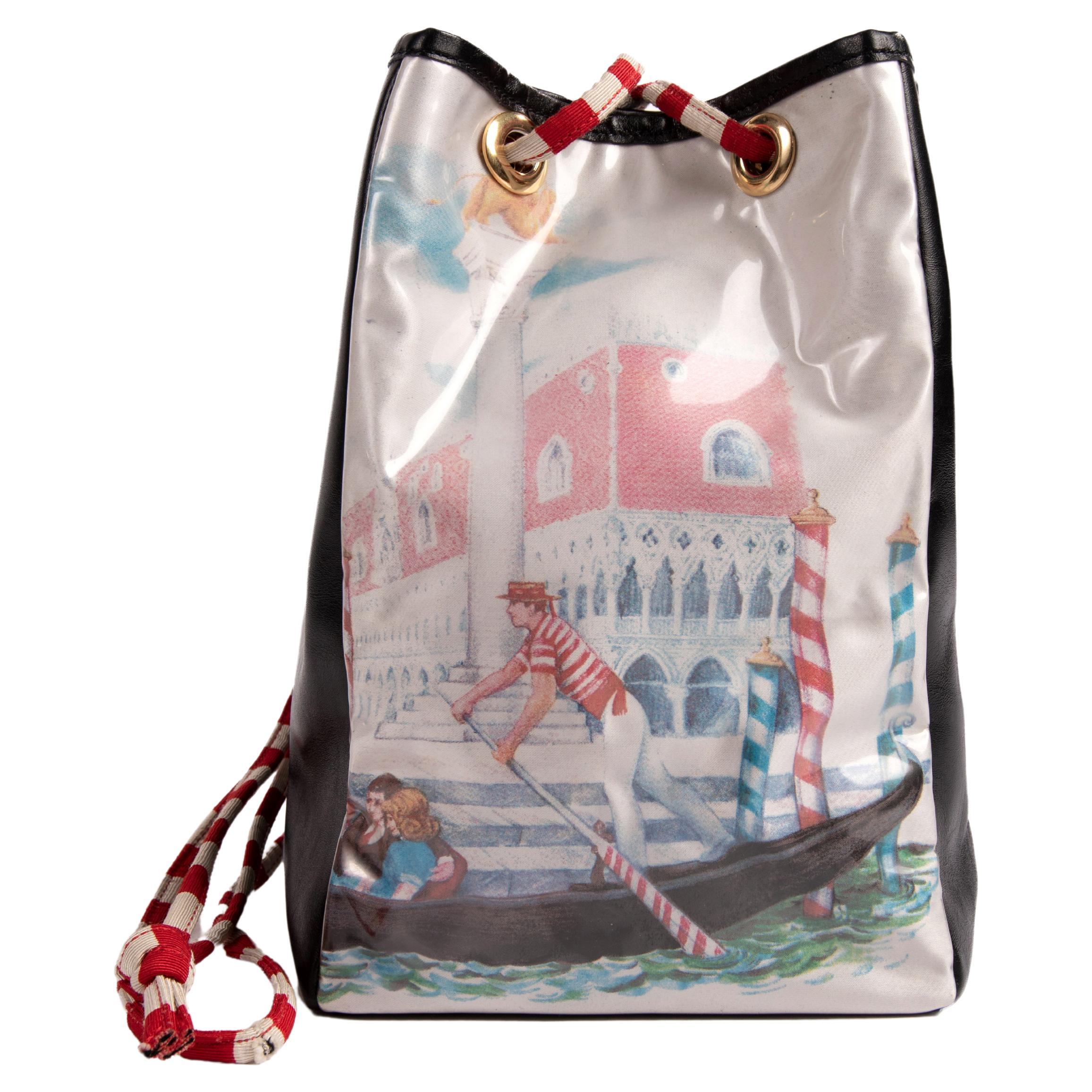 MOSCHINO COUTURE Venice Italy Gondola Print Shoulder Bag, early 1990s For Sale
