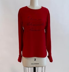 Moschino Couture Vintage 80s Dove Sei Palommella Bianca? Red Long Sleeve Blouse