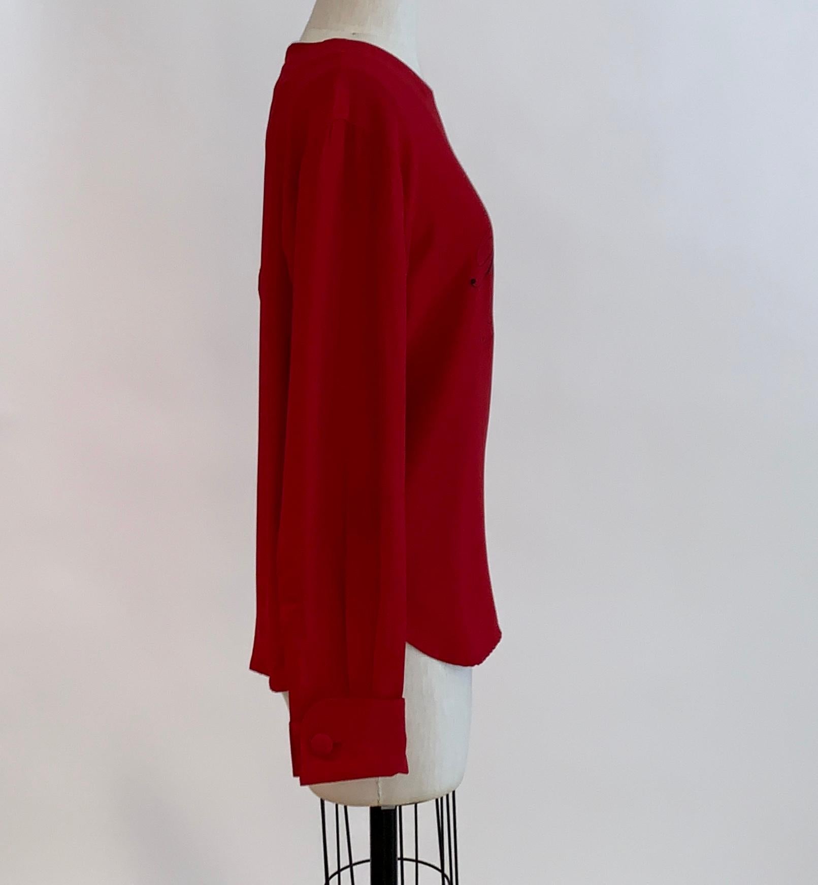 Rouge Moschino Couture - Vintage 80s Dove Sei Palommella Bianca ? Chemisier rouge à manches longues en vente