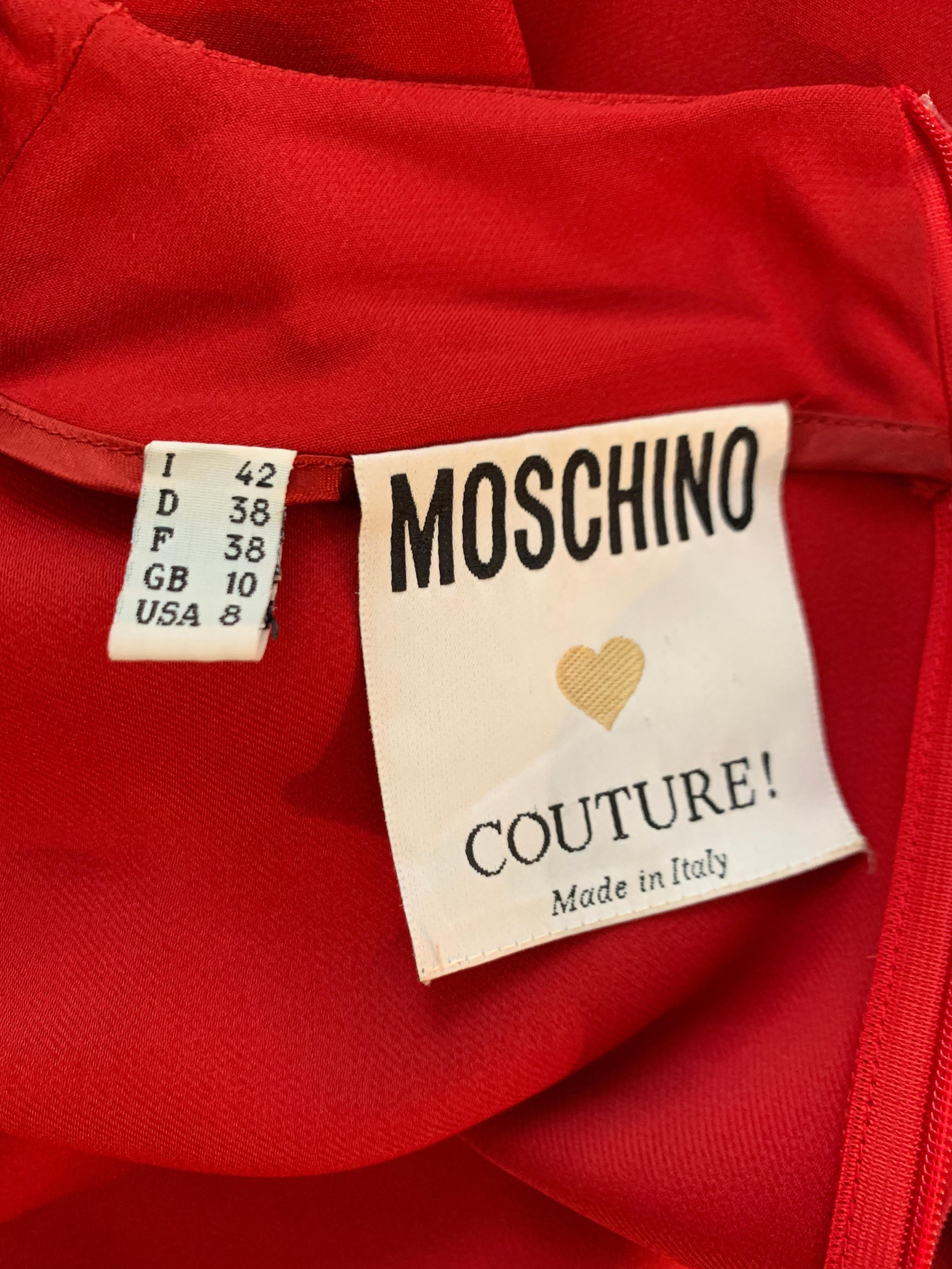 Moschino Couture - Vintage 80s Dove Sei Palommella Bianca ? Chemisier rouge à manches longues Pour femmes en vente